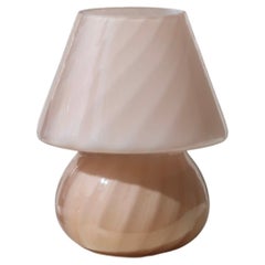 Vintage Murano Baby Mushroom Table Lamp Rose Swirl