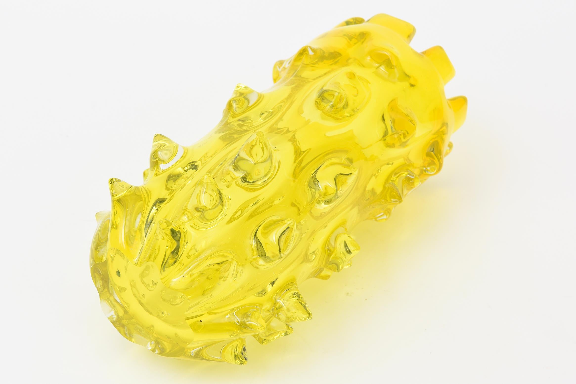 Metà XX secolo Barovier&Toso Giallo d'epoca con appendici e sporgenze, vaso MCM di Murano in vendita