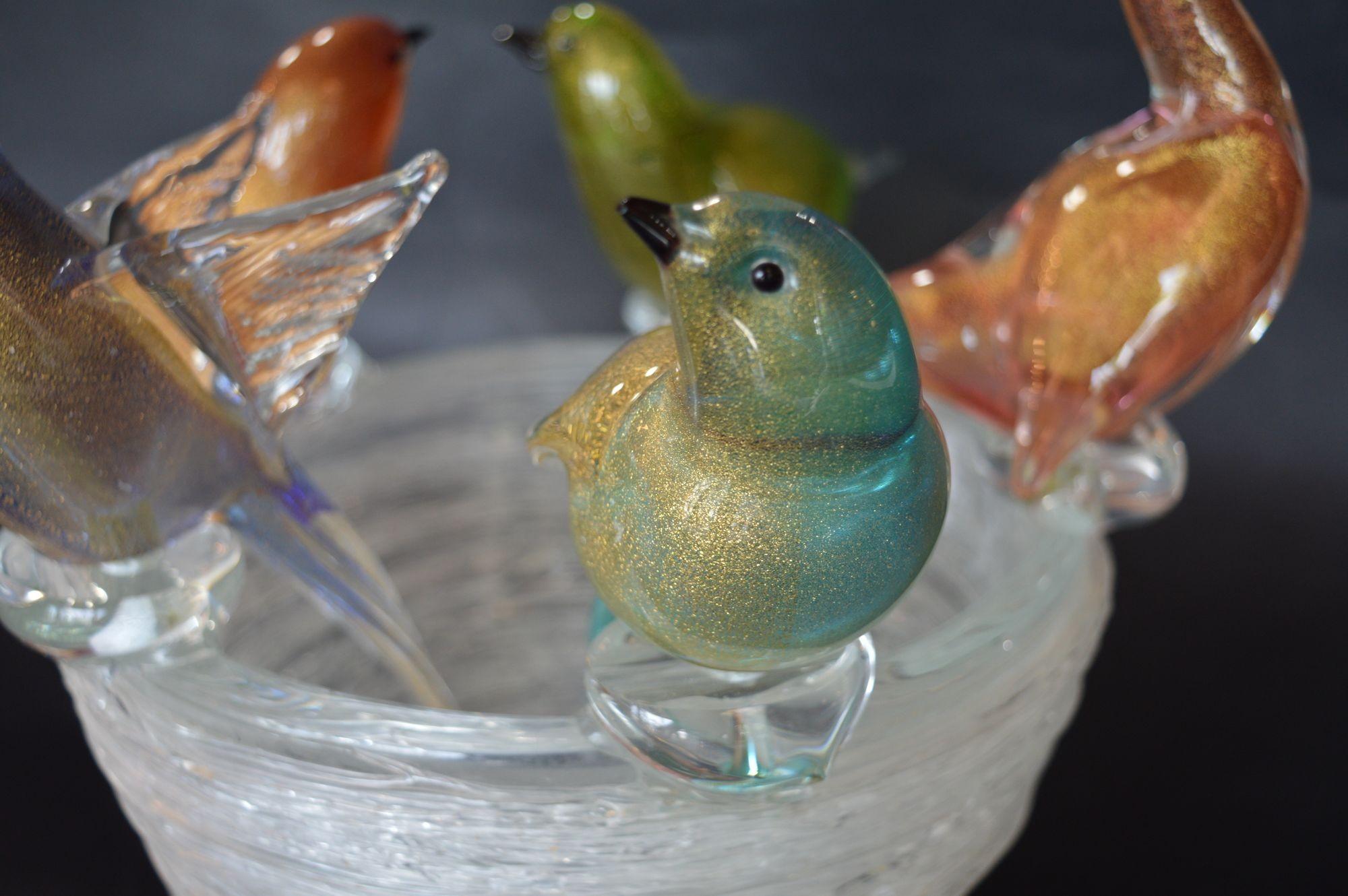 Vintage Murano Art Glass Birds Nest Bowl.