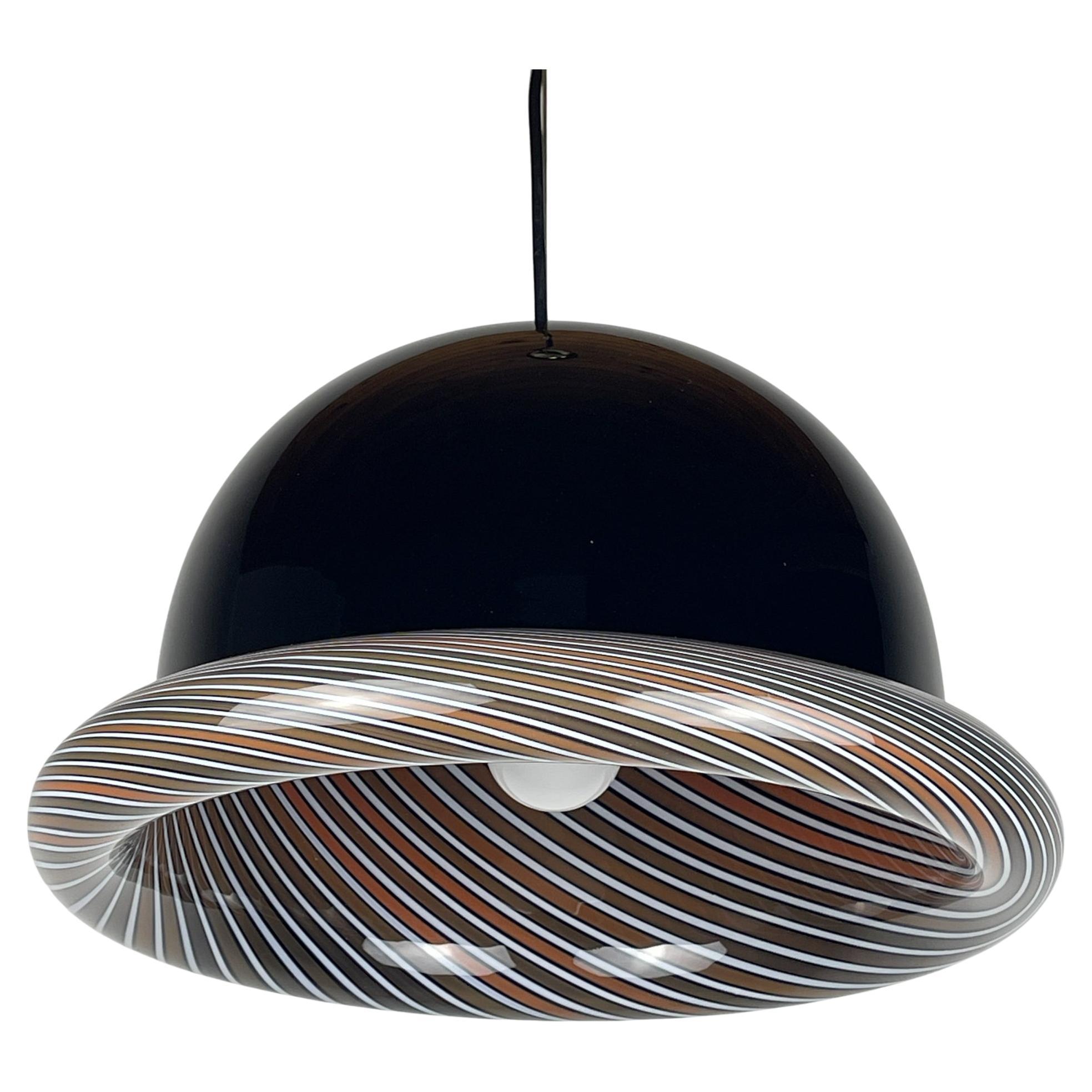 Lampe suspendue vintage Murano noir, Italie 1960s