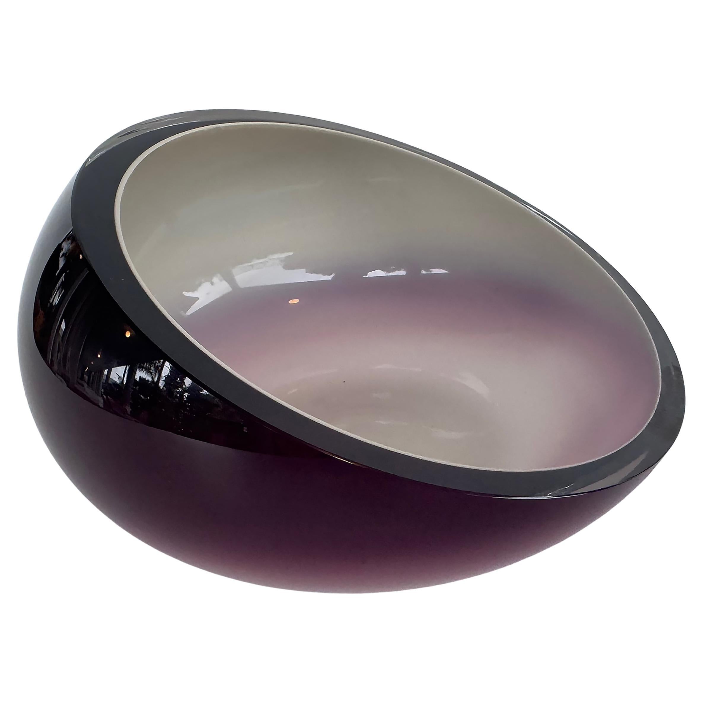 Vintage Murano mundgeblasenes Glas schräg geschnittene Schale Vide-Poche, signiert