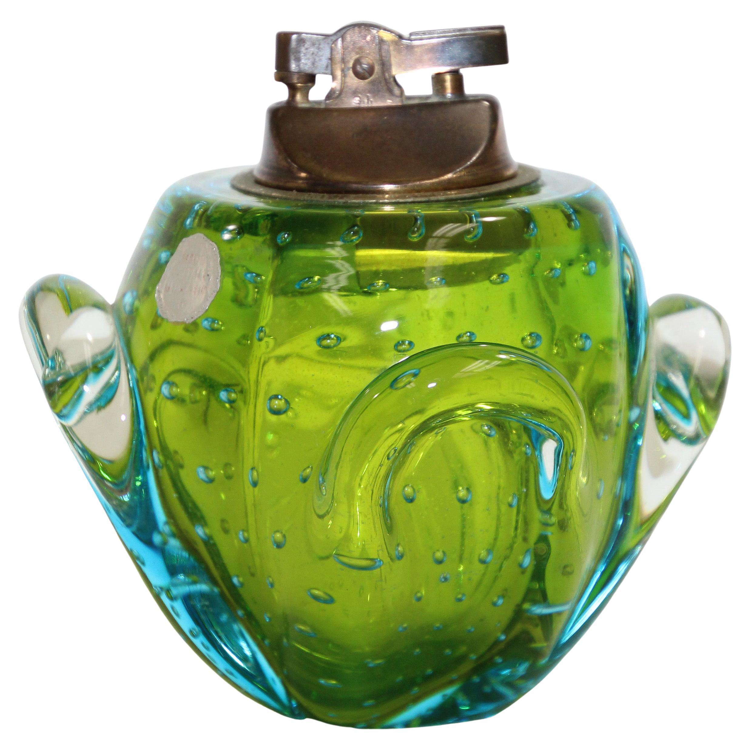 Vintage Murano Blue to Green Glass Lighter, 1970