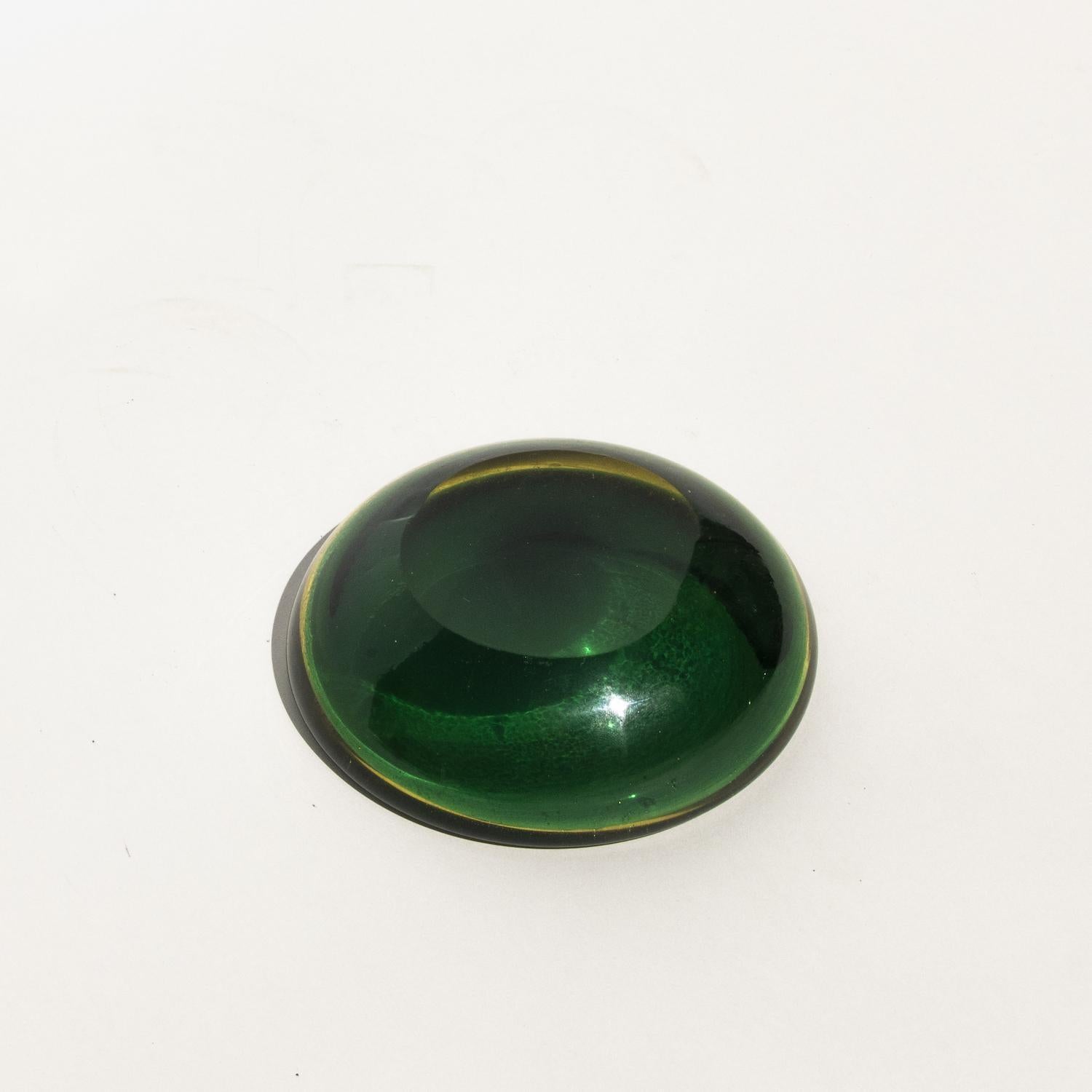 Italian Vintage Murano Bowl, Emerald Green and Yellow For Sale