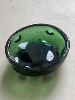 Bol vintage de Murano, vert émeraude Vetrerie Empoli fabriqué en Italie