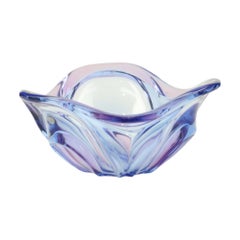 Vintage Murano Bowl Fruit Bowl Blue Purple Glass Sixties