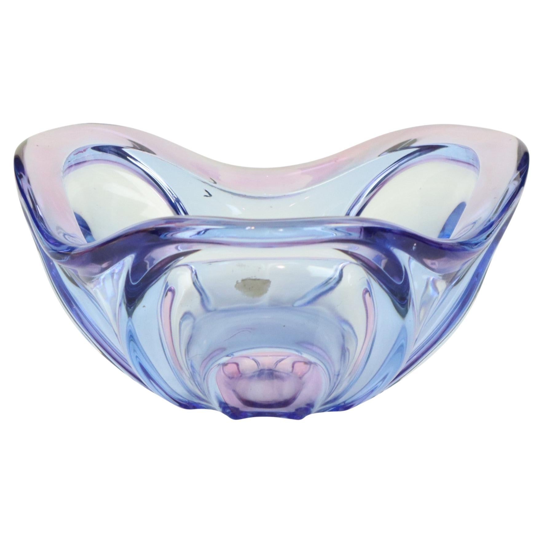 Vintage Murano Bowl Fruit Bowl Blue Purple Glass Sixties