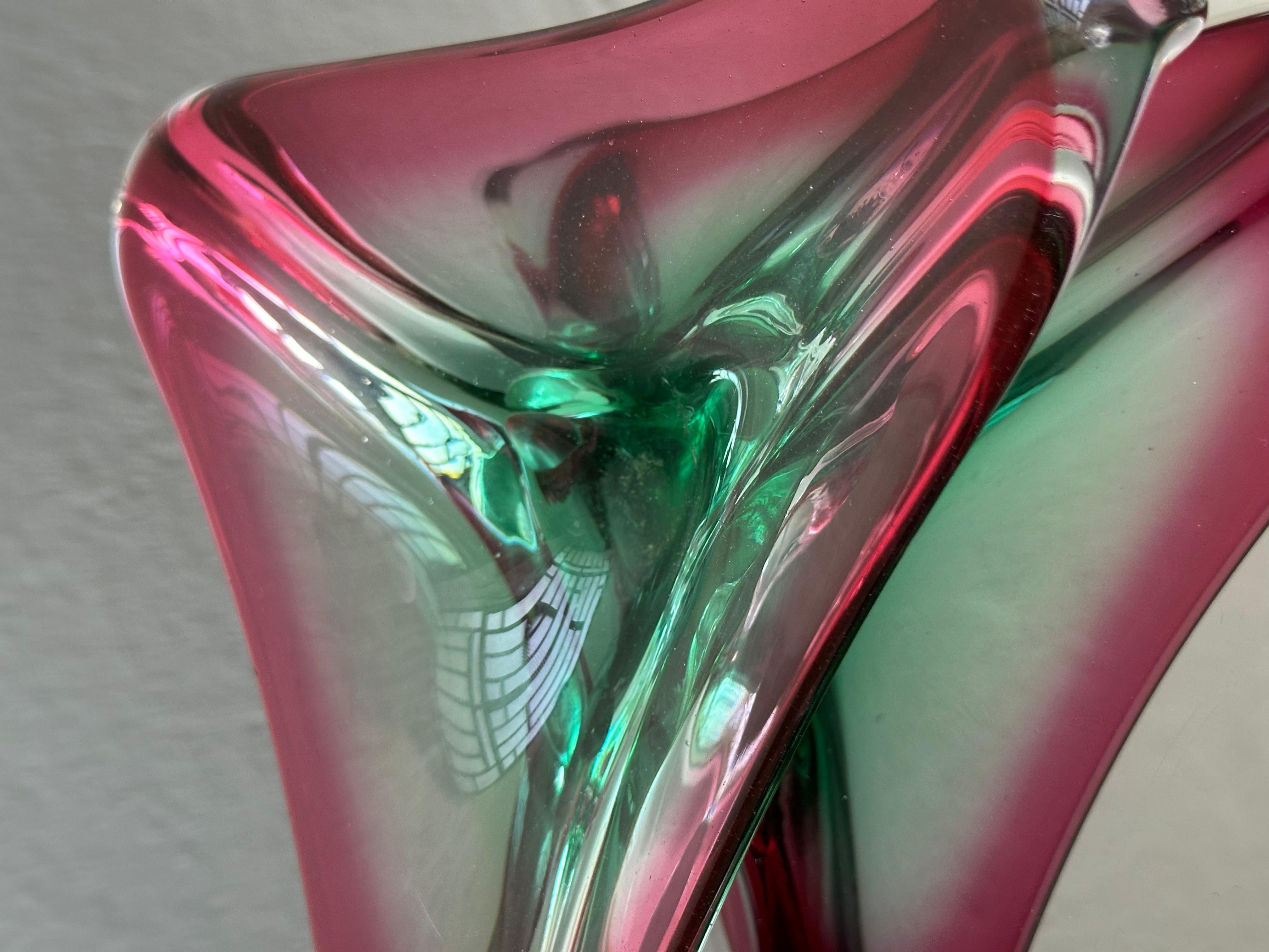Emptier-Schale aus Murano in Rosa und Grün mit Tasche in Rosa und Grün, selten und dekorativ, 60er Jahre im Angebot 3