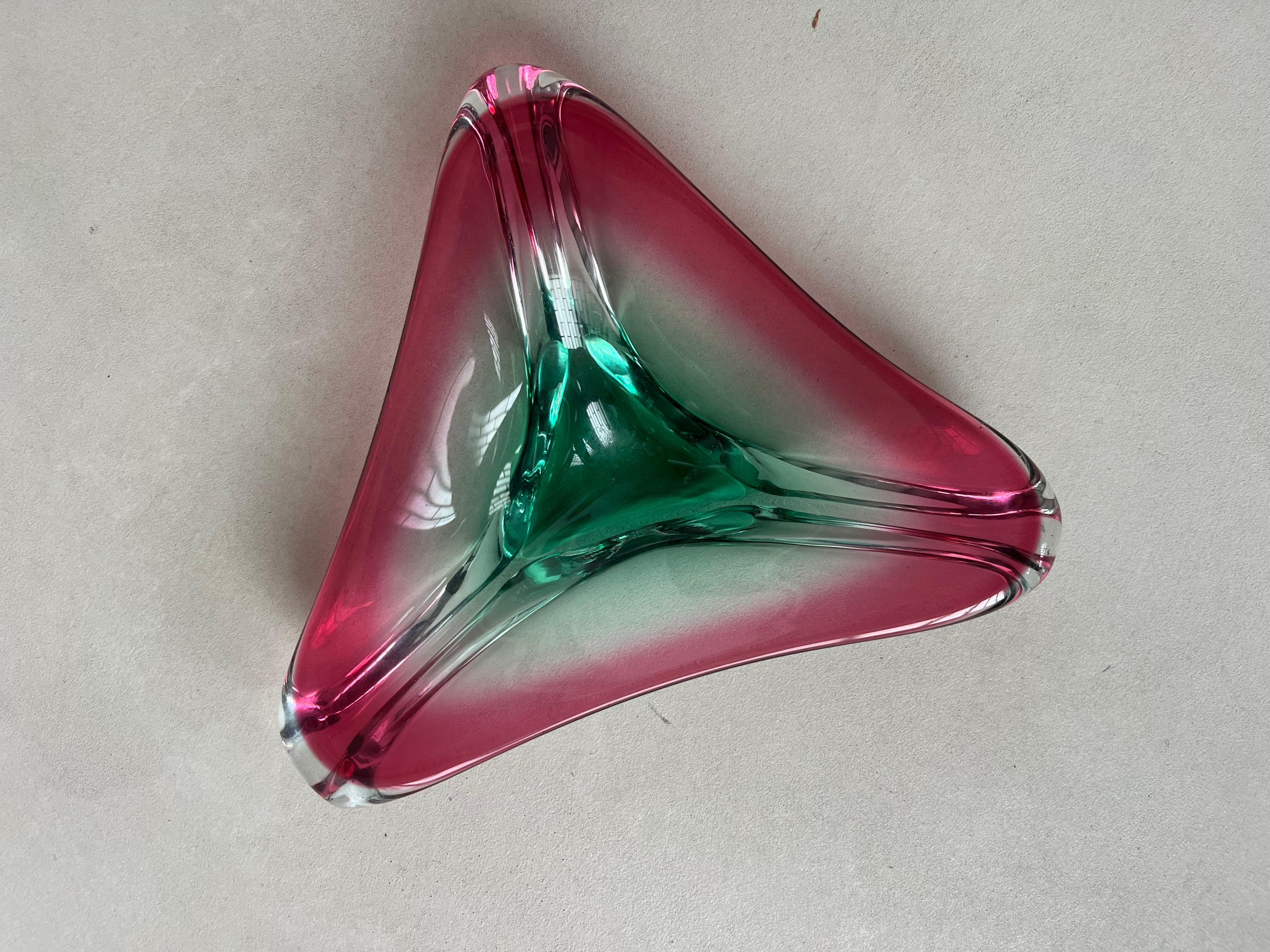 Emptier-Schale aus Murano in Rosa und Grün mit Tasche in Rosa und Grün, selten und dekorativ, 60er Jahre im Angebot 9