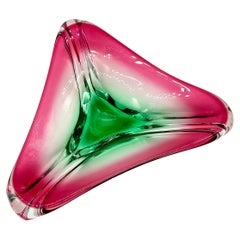 Vintage Murano Pocket Emptier Bowl in Pink & Green , rare and decorative 60's