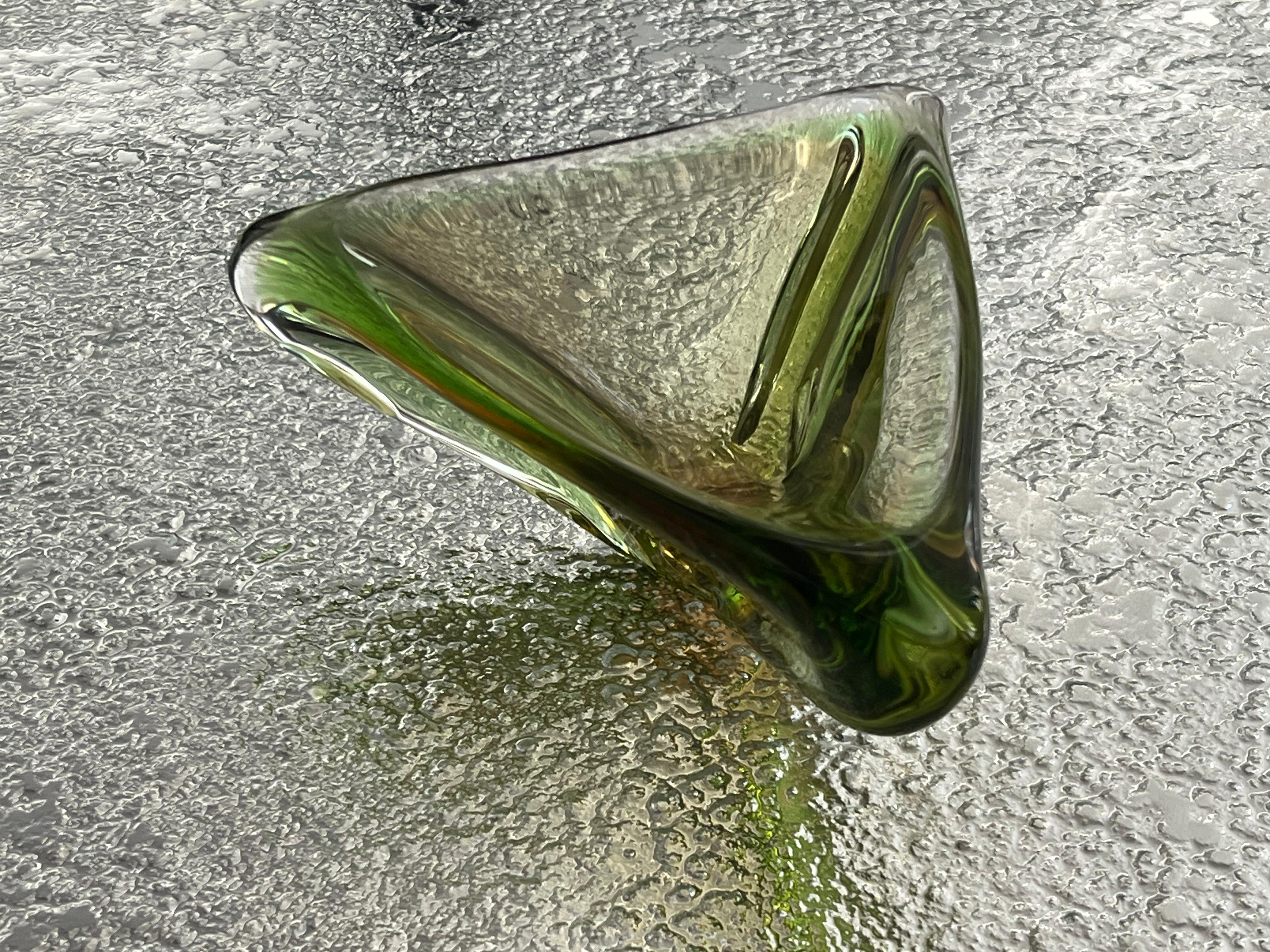 Ciotola/Vide Poche di Murano d'epoca in vetro verde 