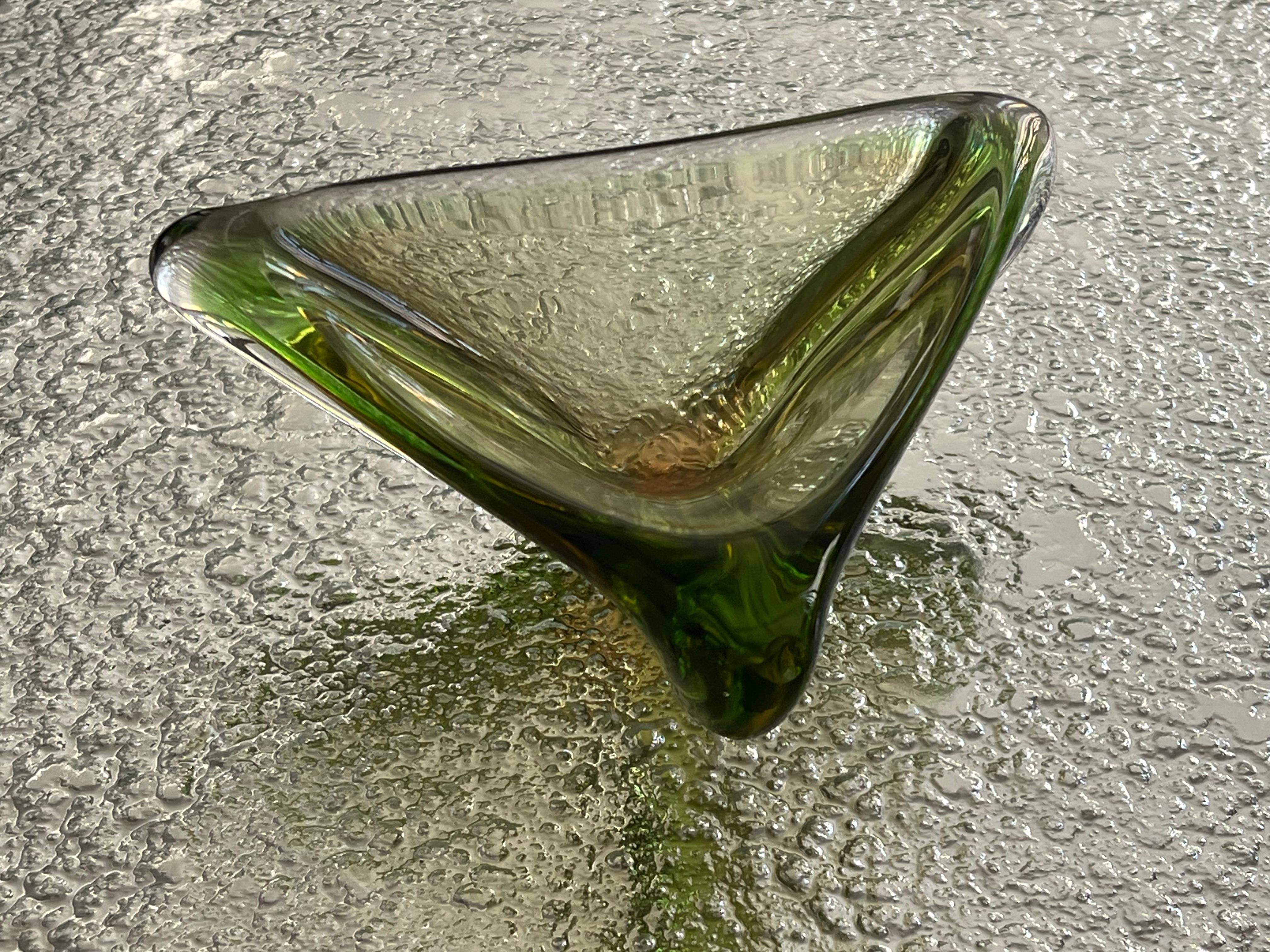 Ciotola/Vide Poche di Murano d'epoca in vetro verde 