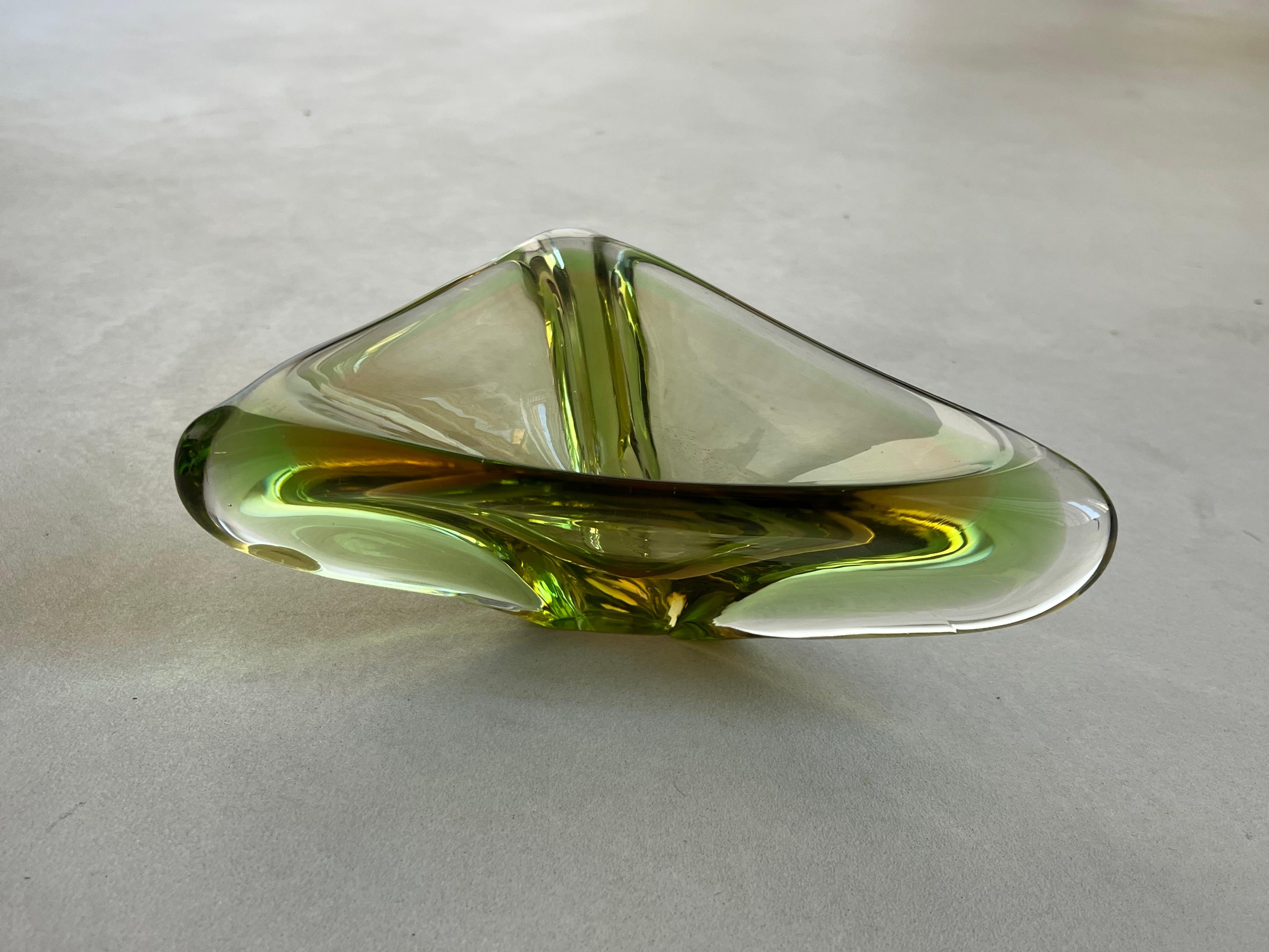 Ciotola/Vide Poche di Murano d'epoca in vetro verde 