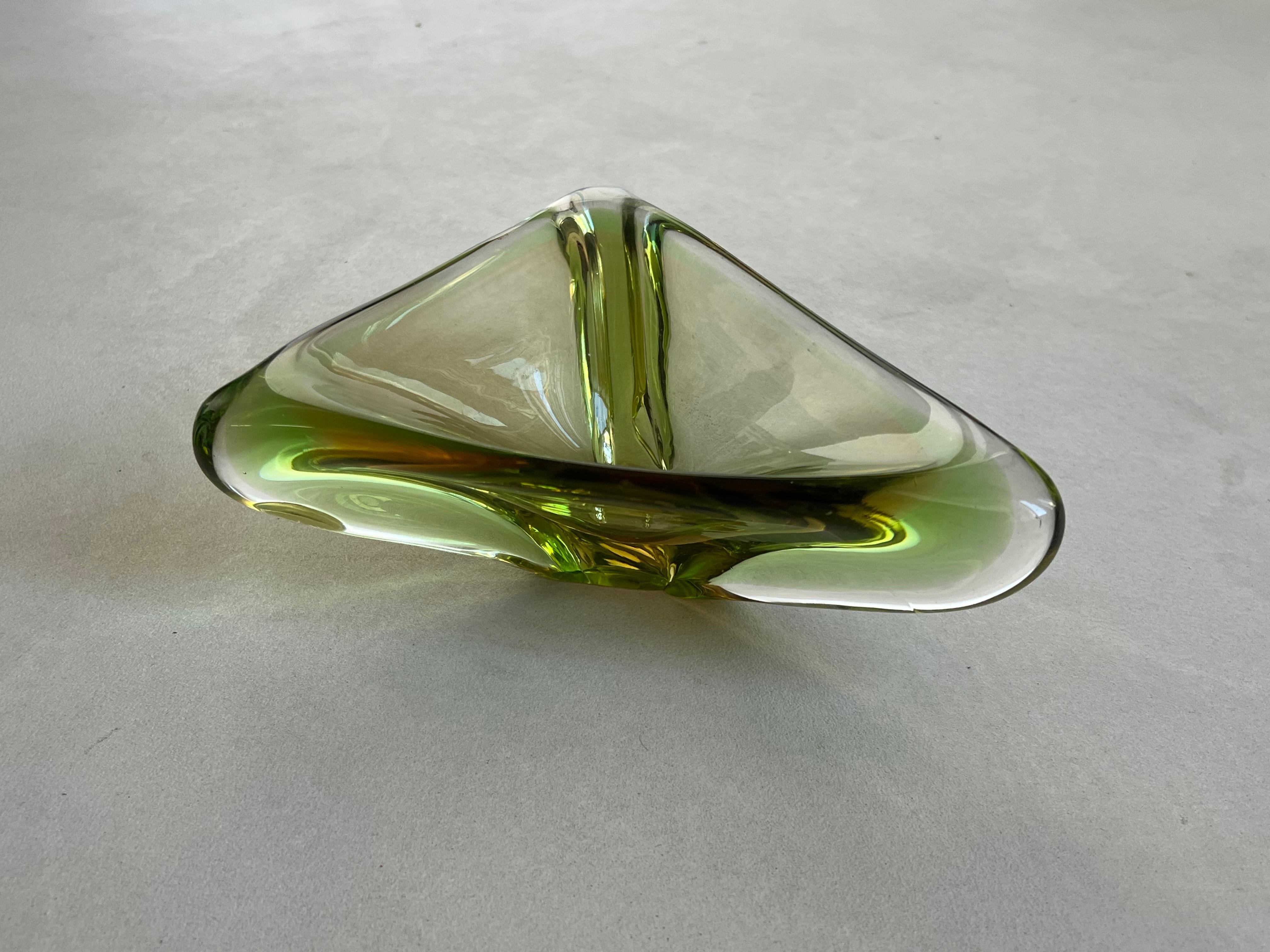 Ciotola/Vide Poche di Murano d'epoca in vetro verde 