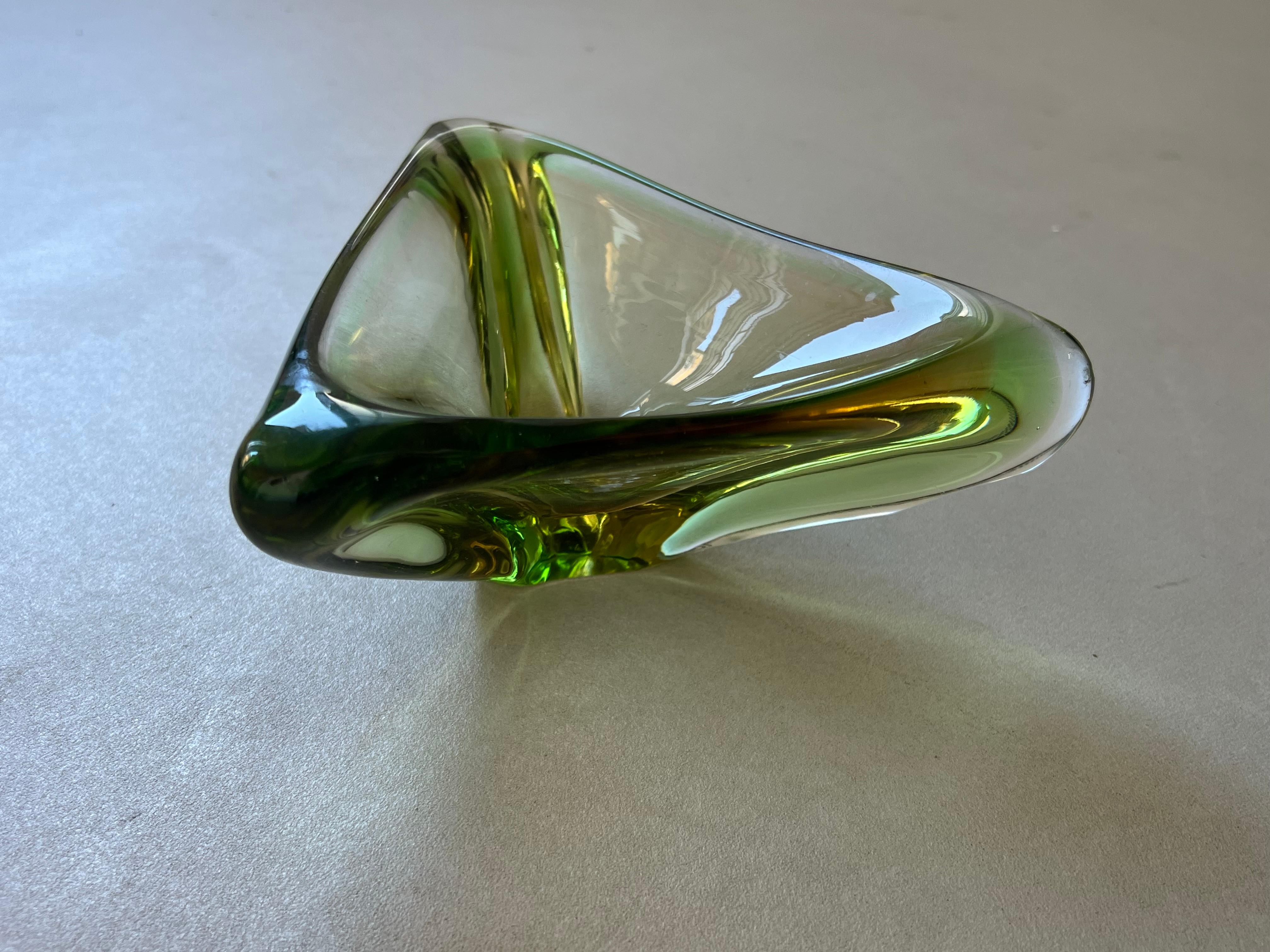 Ciotola/Vide Poche di Murano d'epoca in vetro verde 