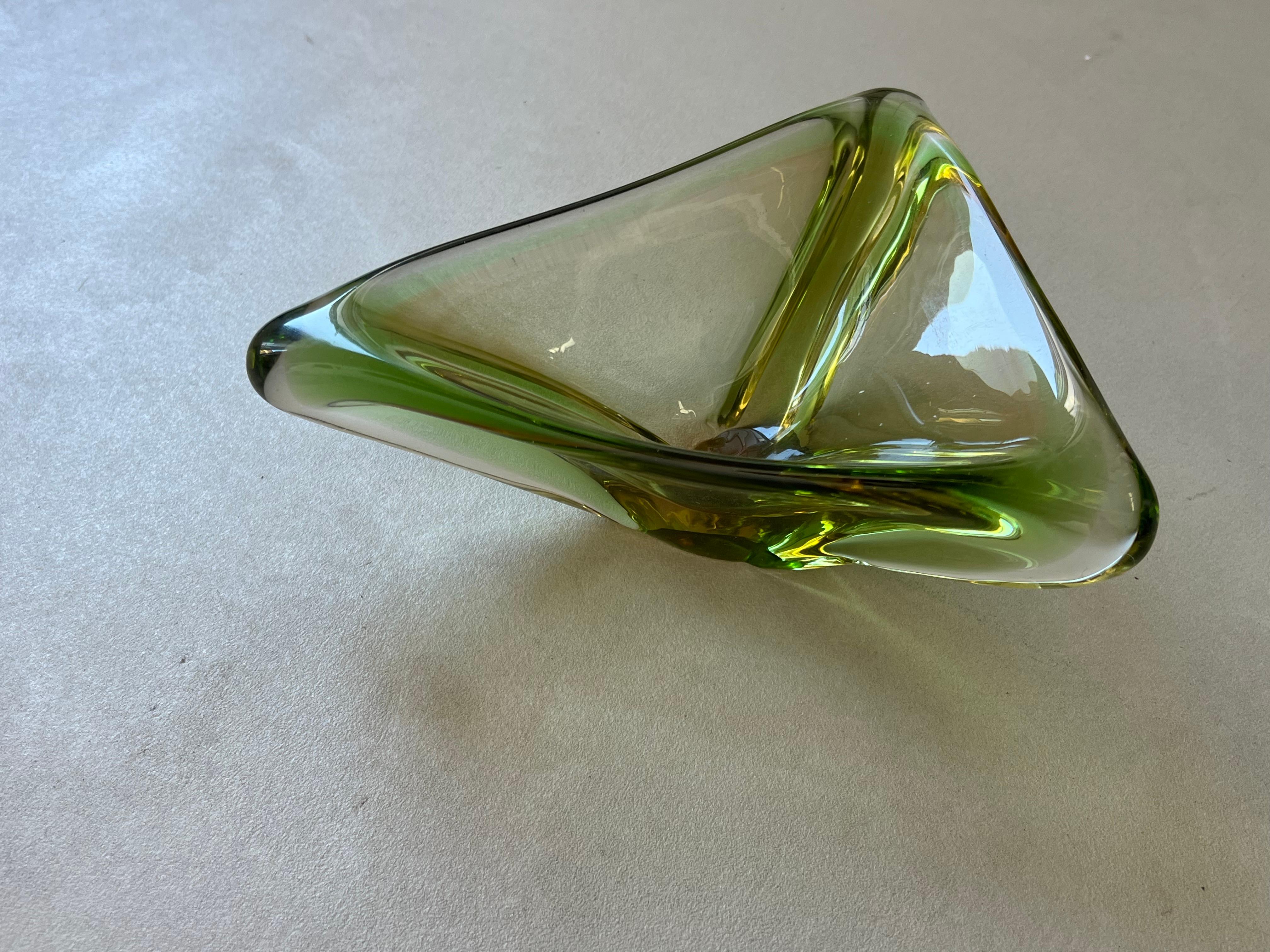 Ciotola/Vide Poche di Murano d'epoca in vetro verde 