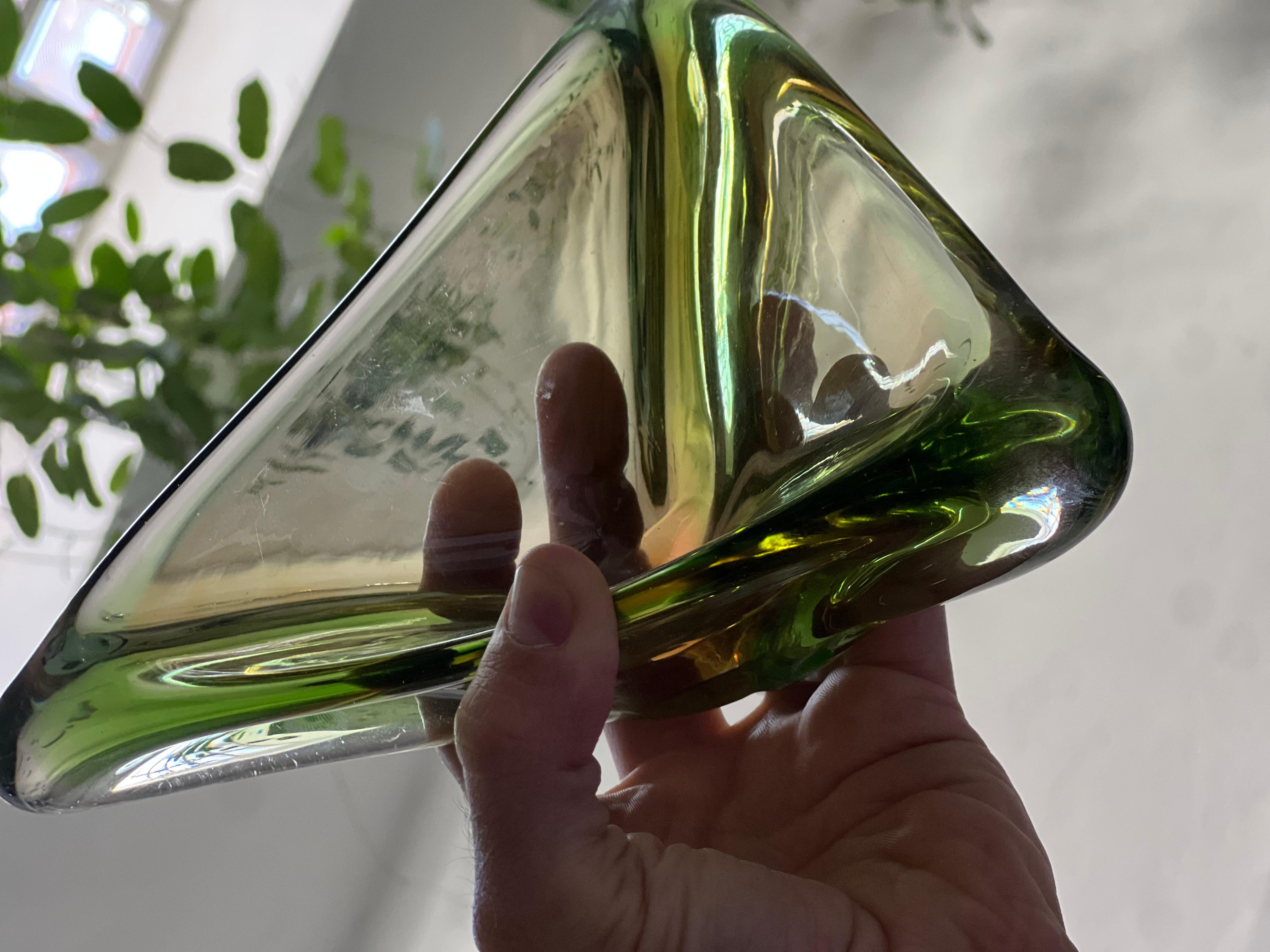 Ciotola/Vide Poche di Murano d'epoca in vetro verde 