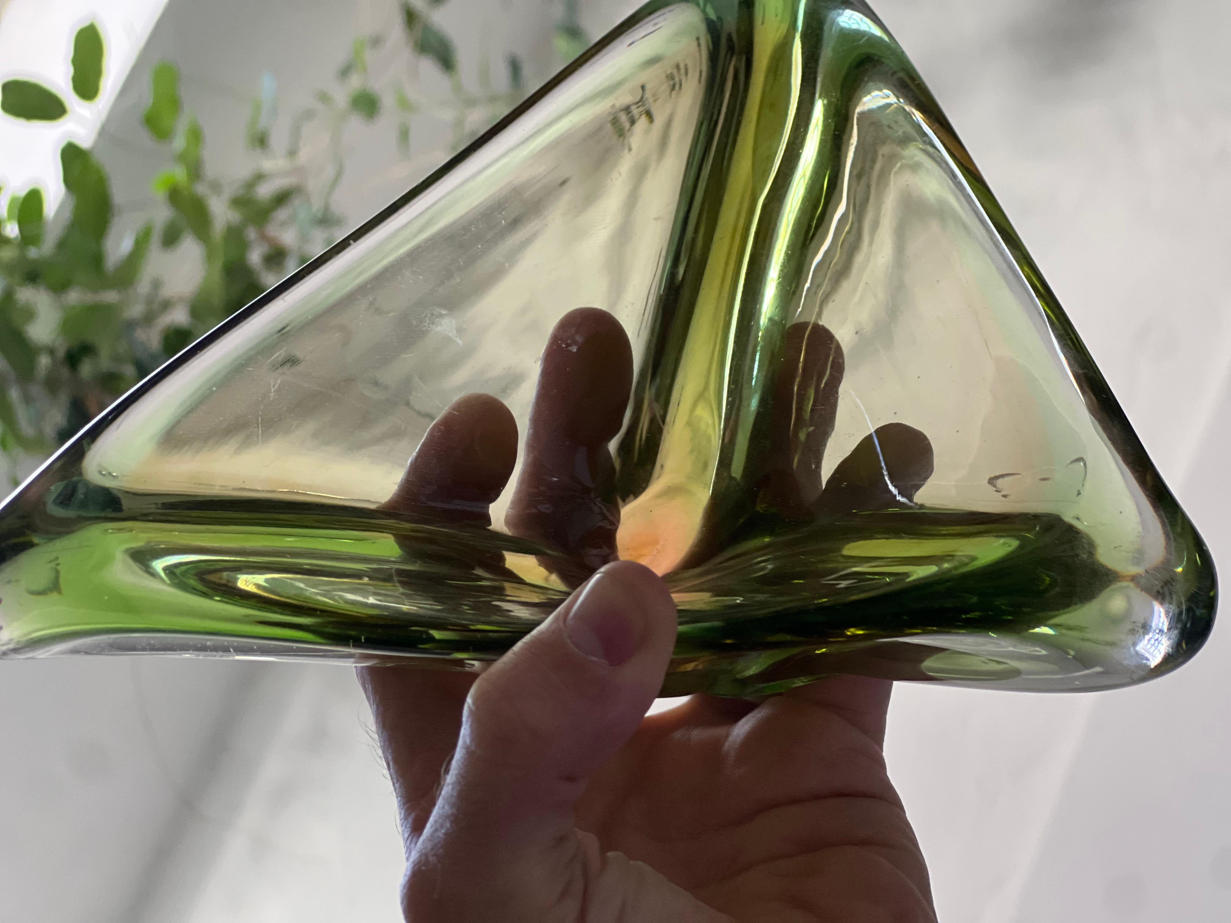 Ciotola/Vide Poche di Murano d'epoca in vetro verde 