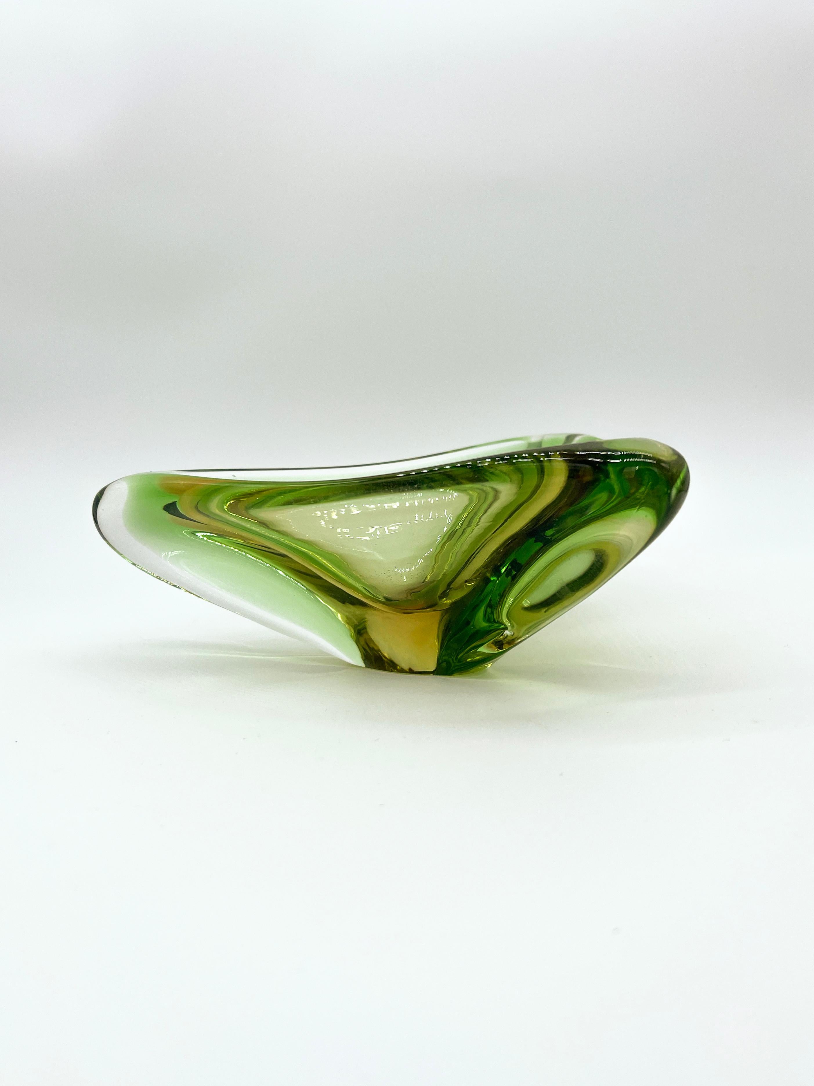 Ciotola/Vide Poche di Murano d'epoca in vetro verde 