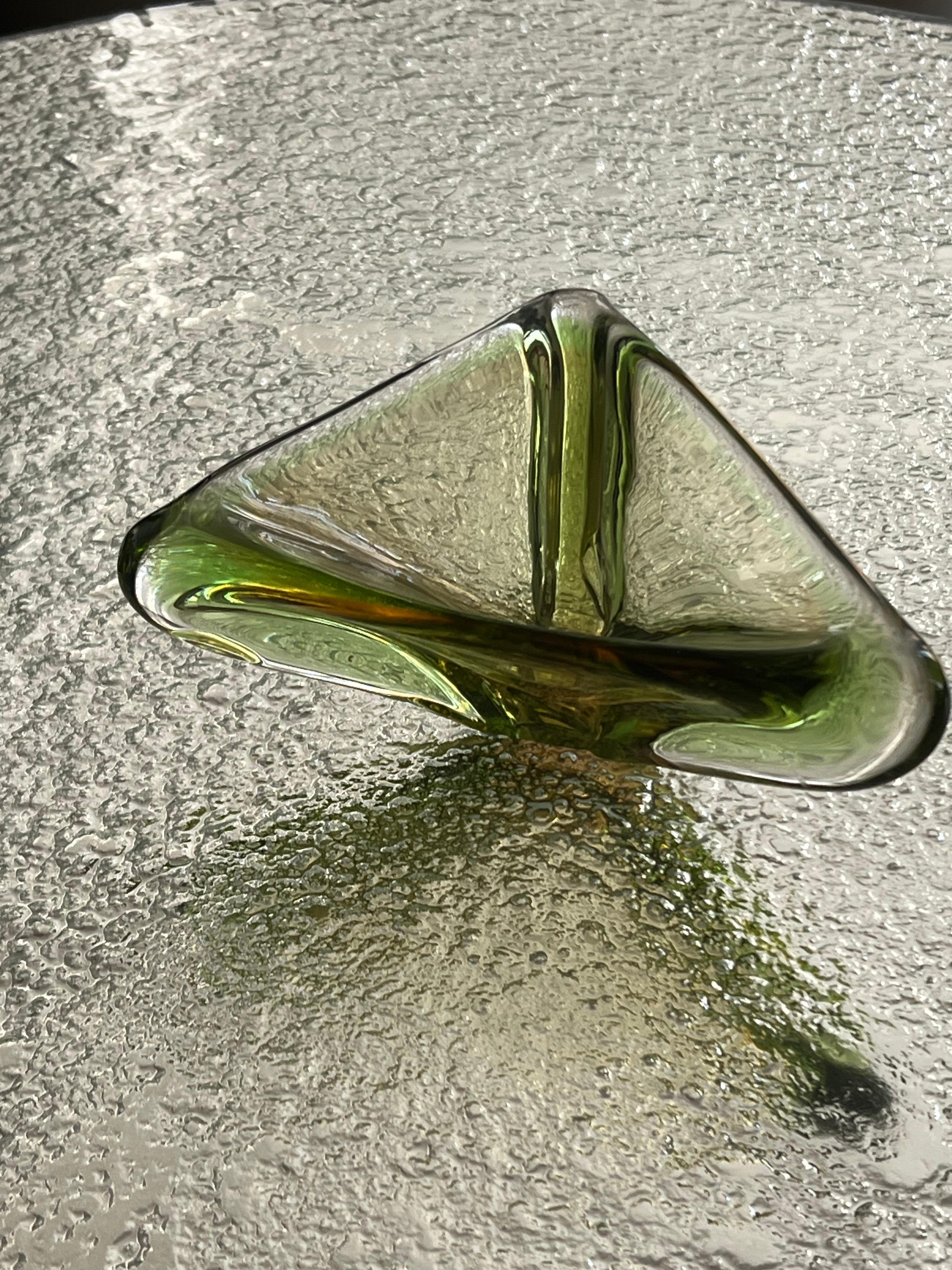 Ciotola/Vide Poche di Murano d'epoca in vetro verde 