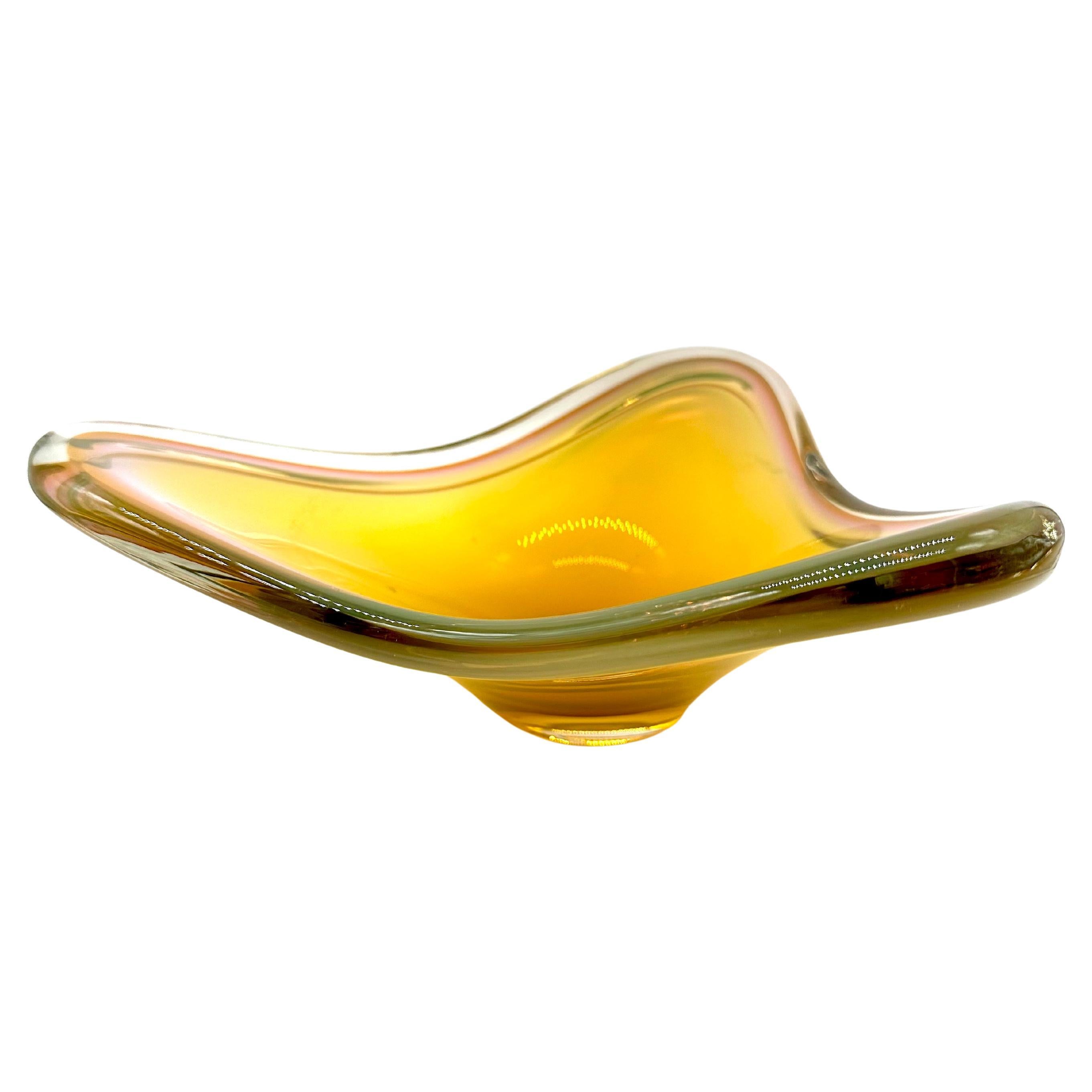 Emporte-pièce vintage en verre de Murano jaune, 1960's