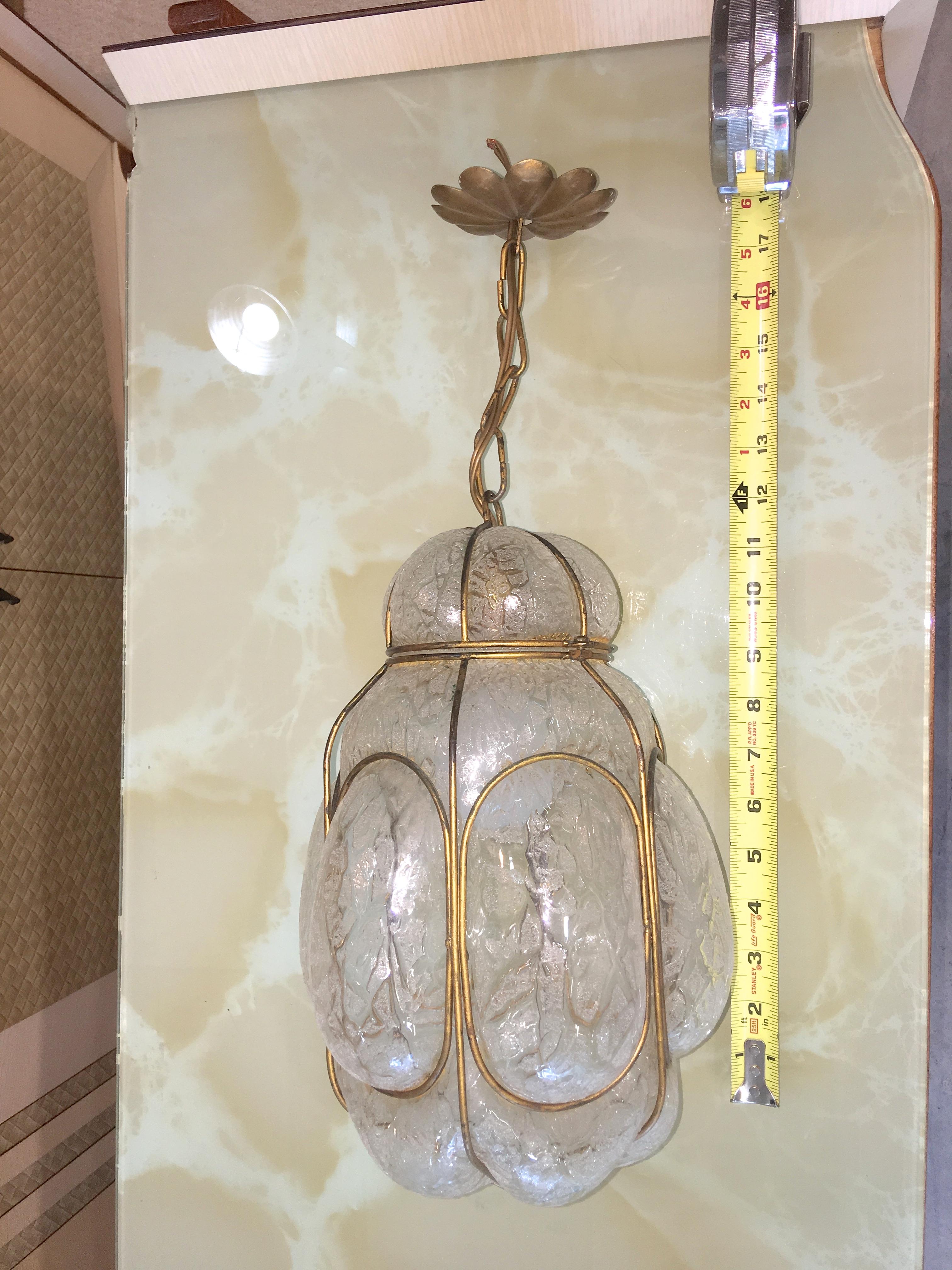 Vintage Murano Bubble Glass Cage Lantern For Sale 4