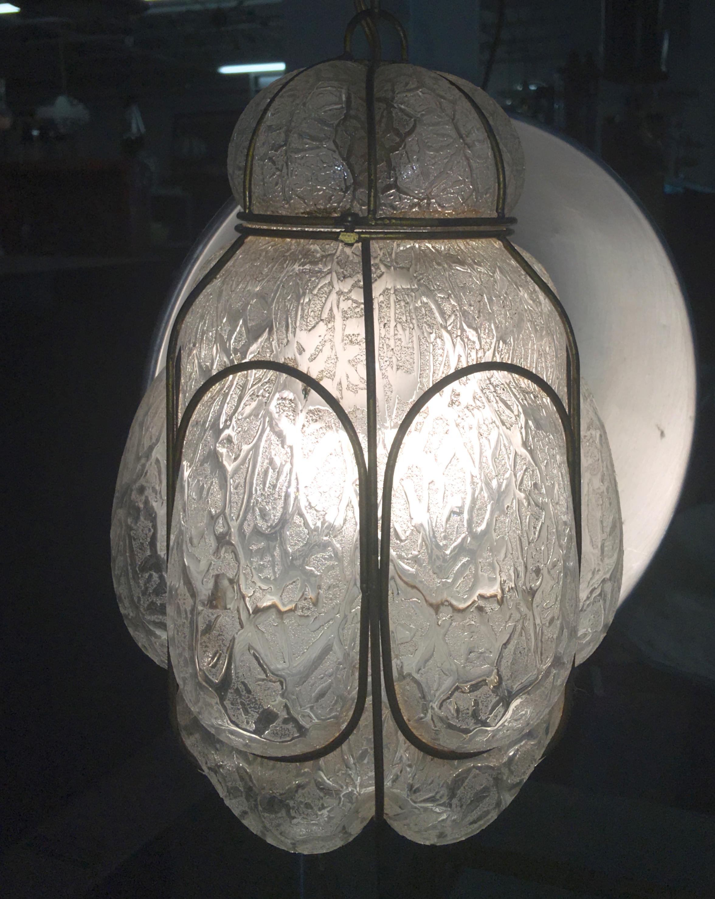Vintage Murano Bubble Glass Cage Lantern For Sale 7