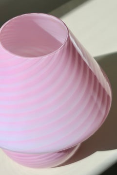 Vintage Murano Bubble Gum Pink Swirl Mushroom Lamp