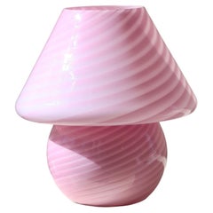 Vintage Murano Bubble Gum Pink Swirl Mushroom Lamp