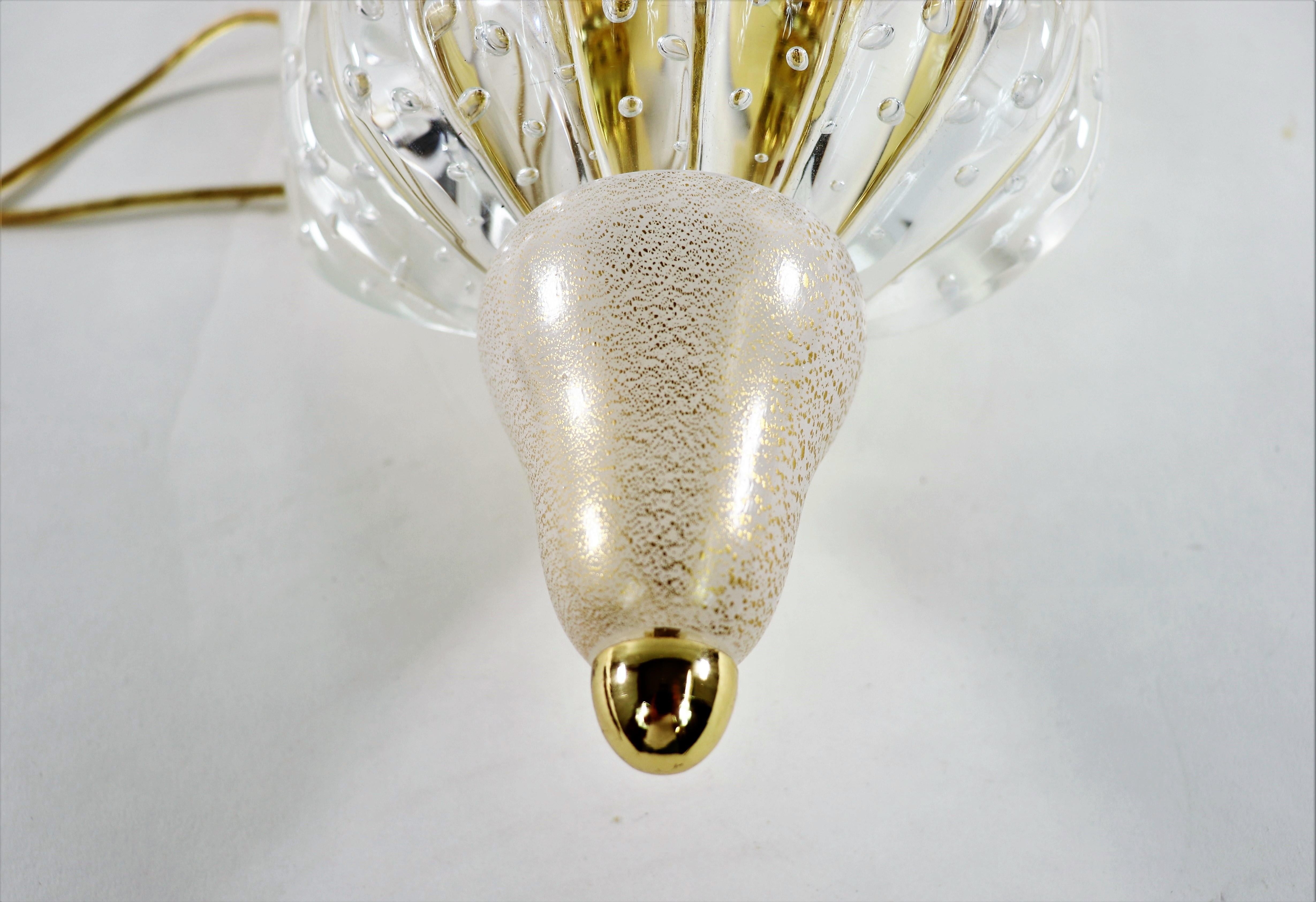 Vintage Murano Bullicante & Gold Aventurine Wall Sconce by Barovier & Toso For Sale 2