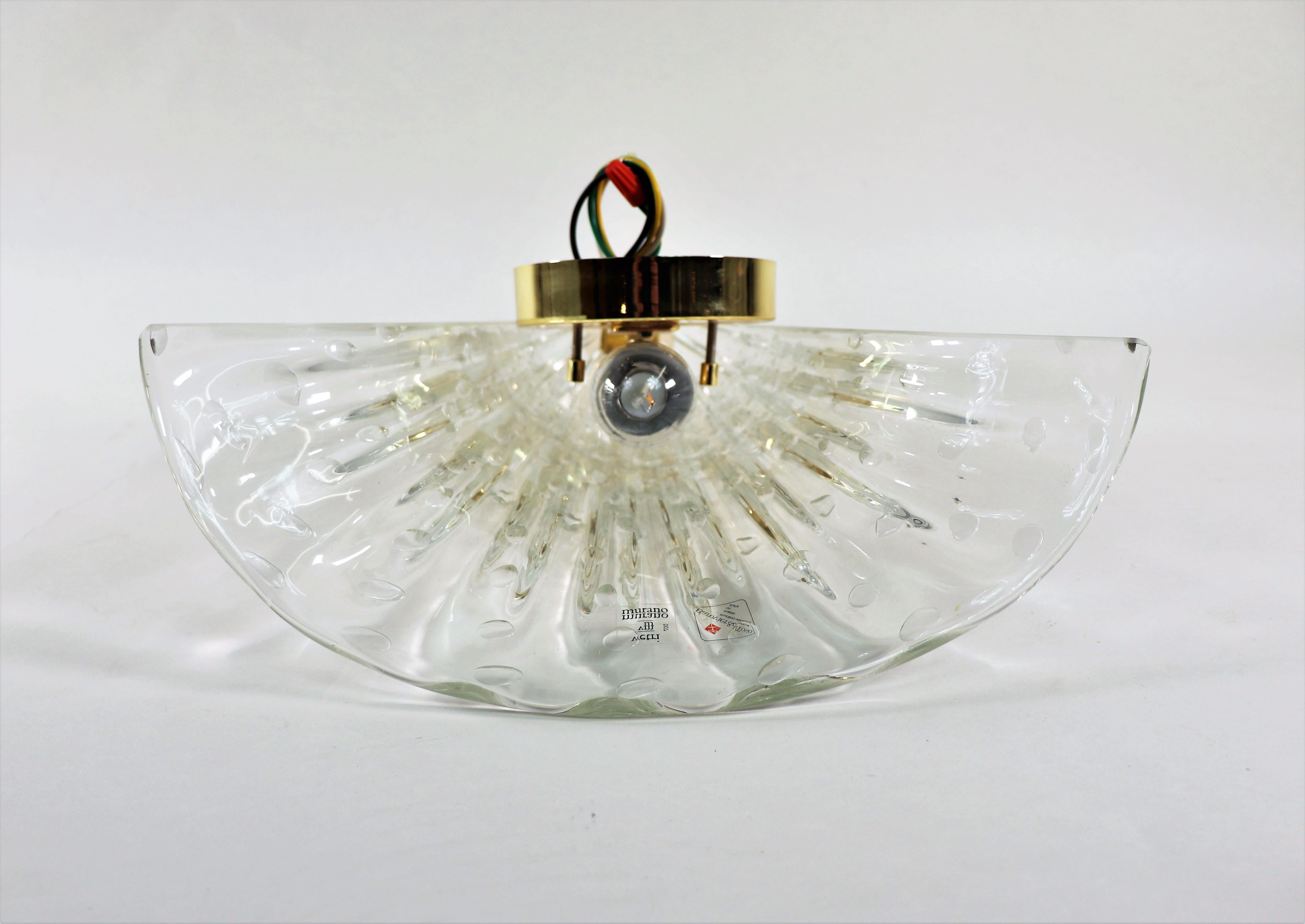 Hand-Crafted Vintage Murano Bullicante & Gold Aventurine Wall Sconce by Barovier & Toso For Sale