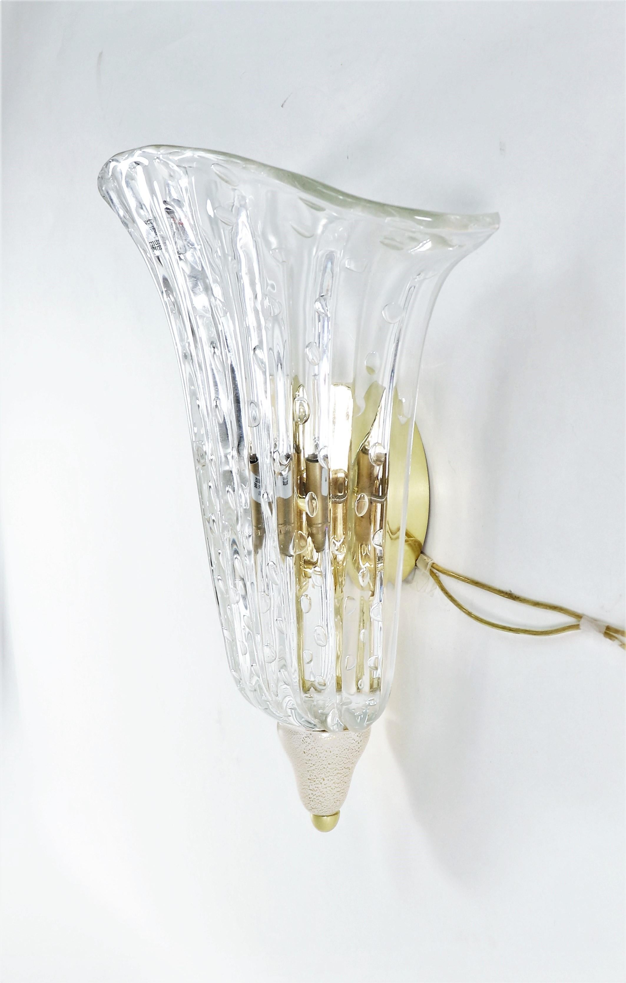 Mid-20th Century Vintage Murano Bullicante & Gold Aventurine Wall Sconce by Barovier & Toso For Sale