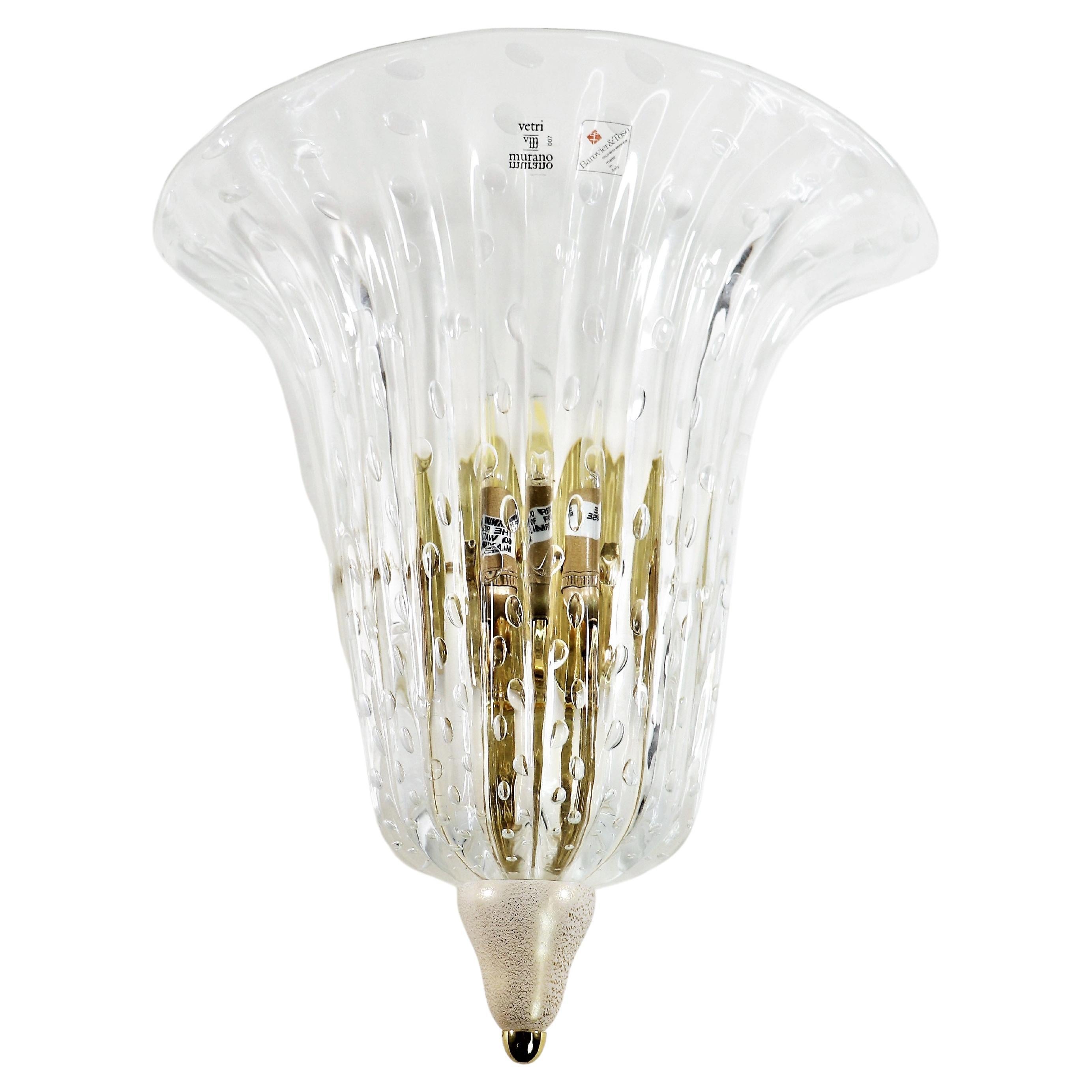 Vintage Murano Bullicante & Gold Aventurine Wall Sconce by Barovier & Toso For Sale