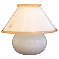 Vintage Murano by Leucos. White + Pink Accents Mushroom Desk Lamp