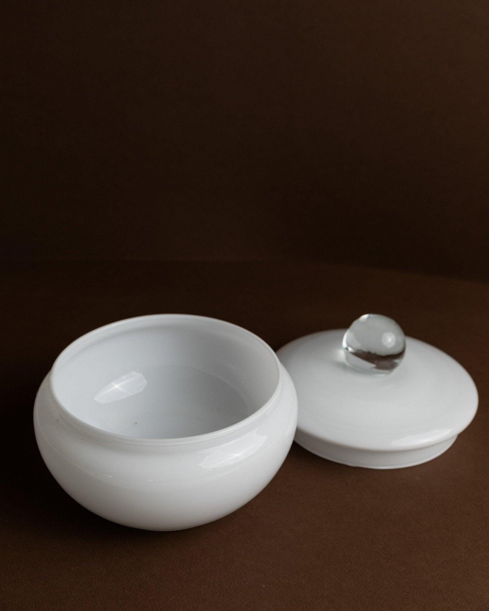 Vintage Murano Bonbonschale mit Deckel - Weiß und Transparent, Italien, 1970er Jahre (Italienisch) im Angebot