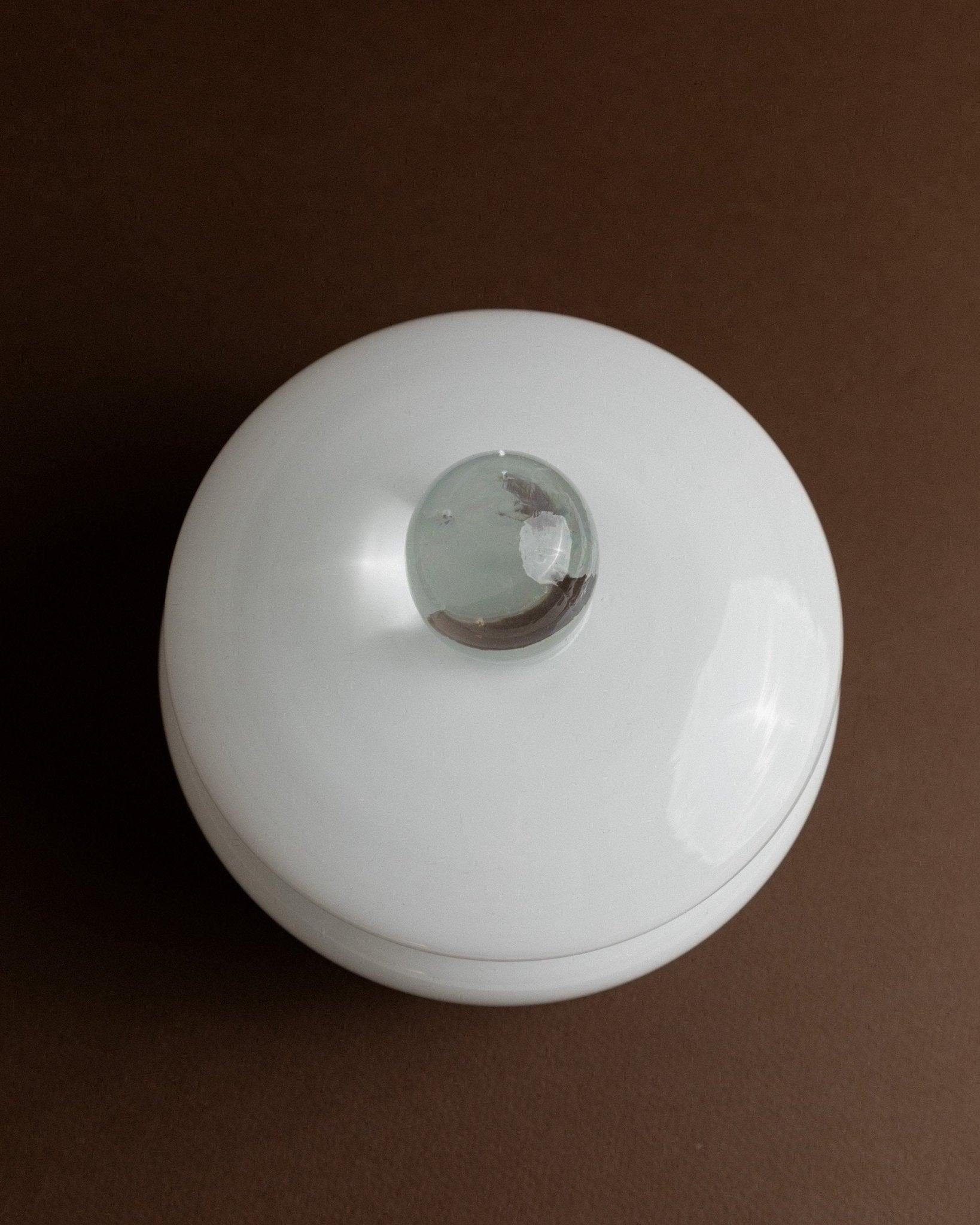 Vintage Murano Bonbonschale mit Deckel - Weiß und Transparent, Italien, 1970er Jahre im Zustand „Gut“ im Angebot in Montecalvoli, IT