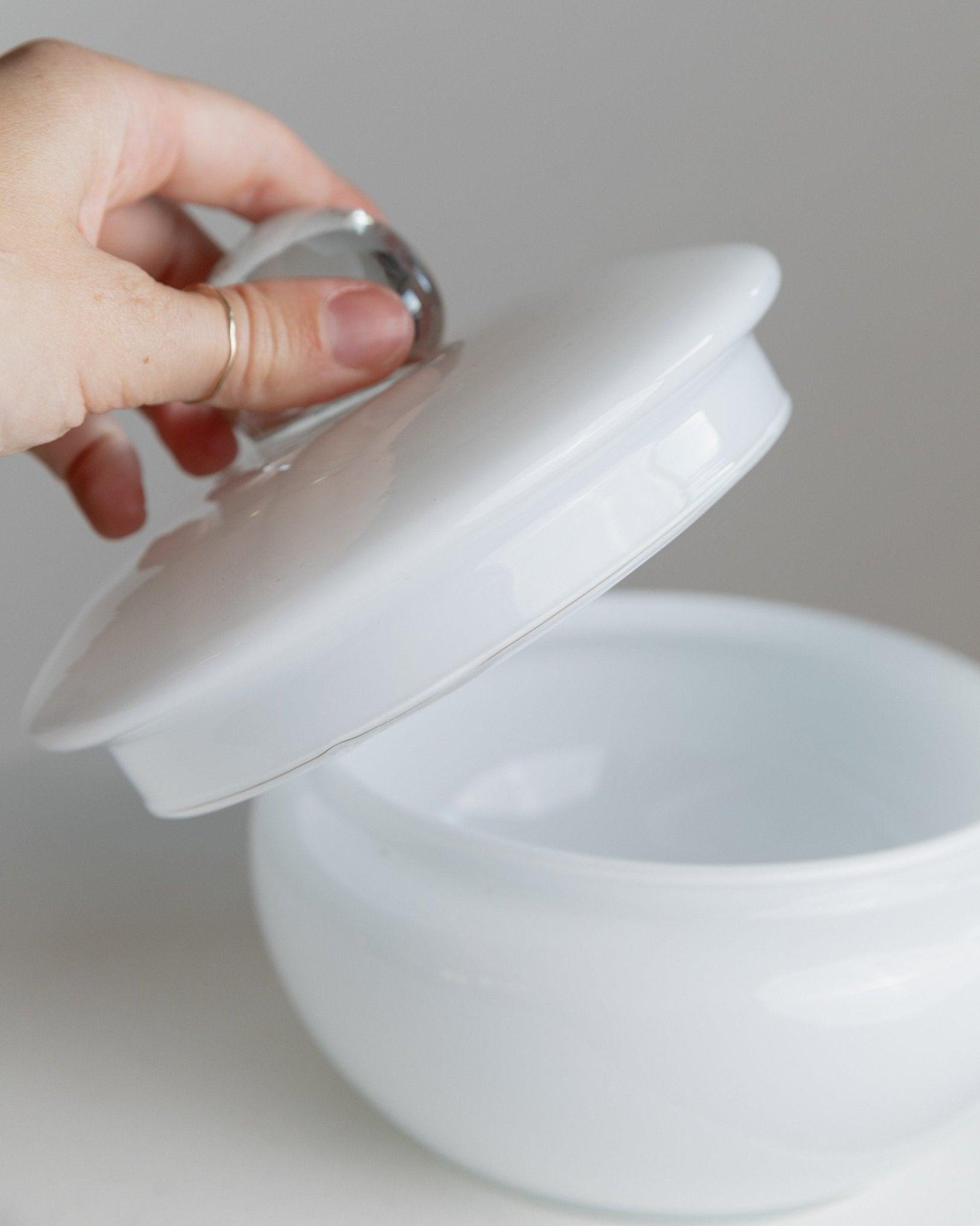 Vintage Murano Bonbonschale mit Deckel - Weiß und Transparent, Italien, 1970er Jahre (20. Jahrhundert) im Angebot