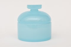 Vintage Murano Cenedese Caribbean Blue Round Two Part Glass Box