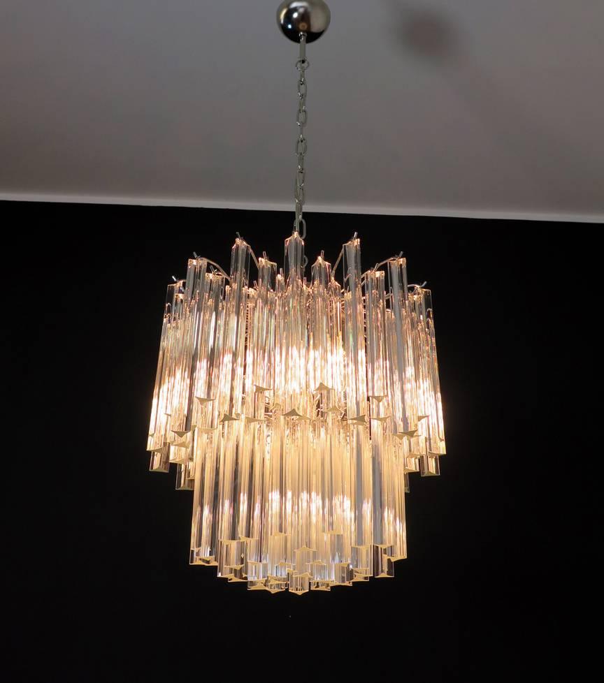 Fantastic vintage Murano chandelier made by 107 Murano crystal prism 