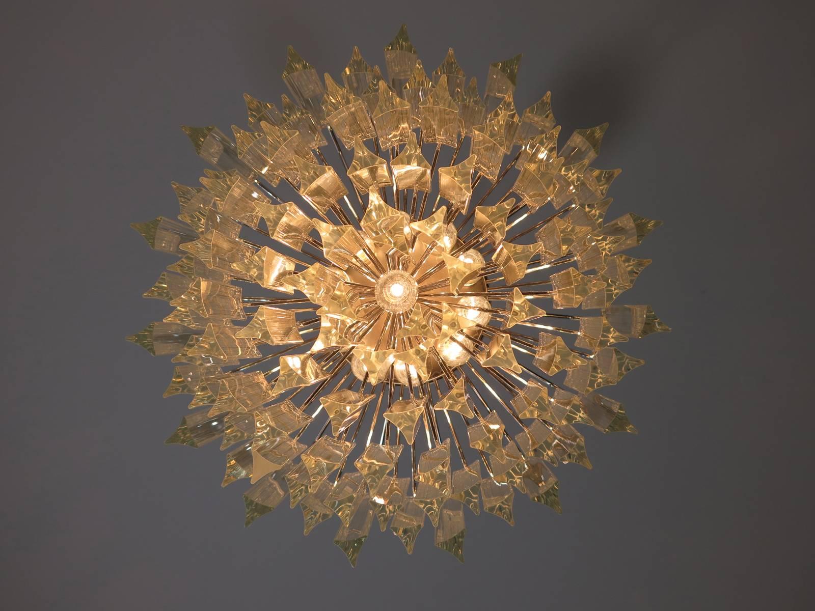 Late 20th Century Vintage Murano Chandelier – 107 Transparent Prism Triedri, Arianna Model For Sale