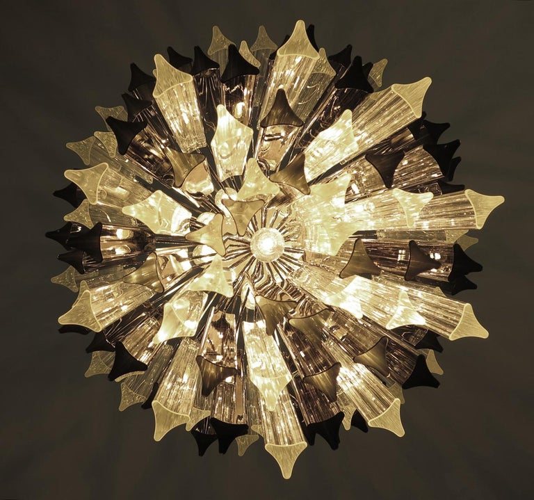 Vintage Murano Chandelier, 107 Prism Triedri, Trasparent and Smoked For Sale 6