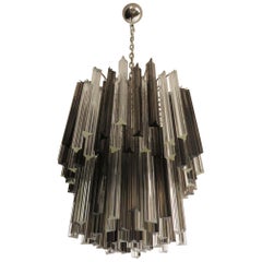 Vintage Murano Chandelier, 107 Prism Triedri, Trasparent and Smoked