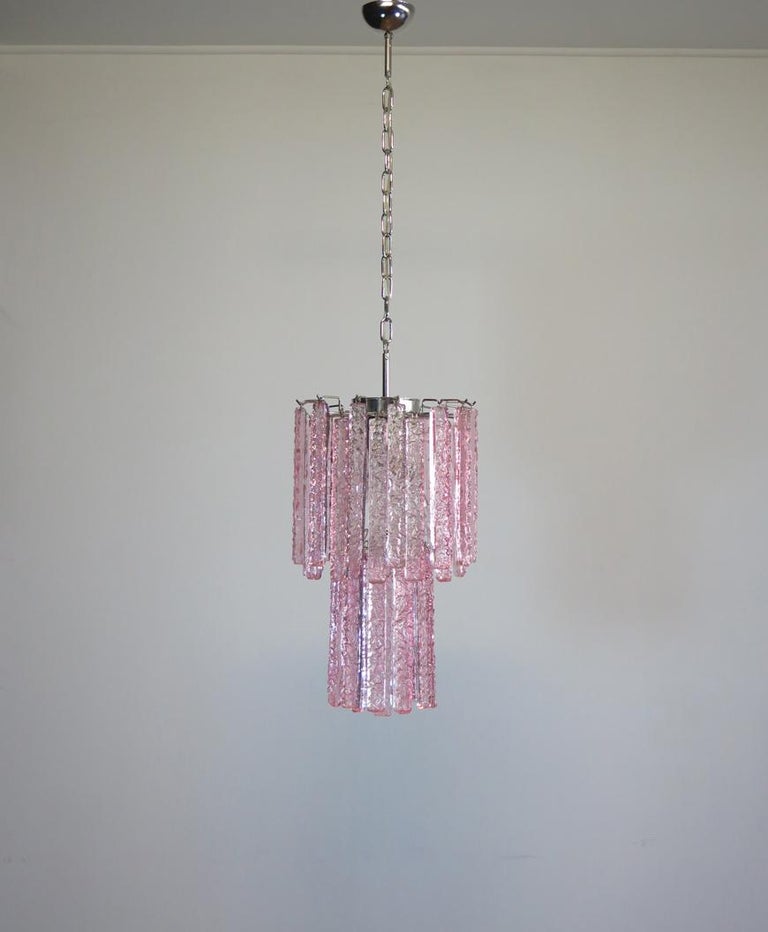 Vintage Murano Chandelier 44 Pink Prism Icicle For At 1stdibs Fantastic Vintage Murano Chandelier Made By 44 Pink Crystal Prism In A Gold Metal Frame
