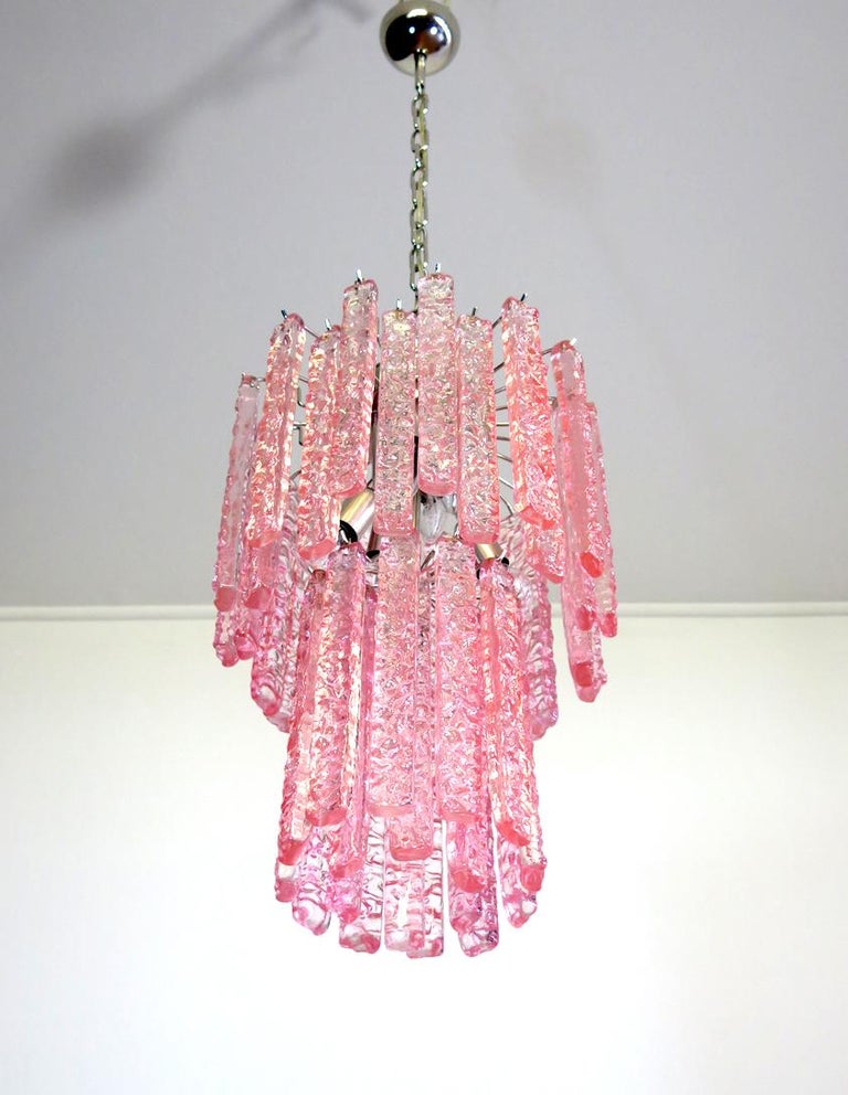 Vintage Murano Chandelier 44 Pink Prism Icicle For At 1stdibs Late 20th Century Vintage Murano Chandelier 44 Pink Prism Icicle For