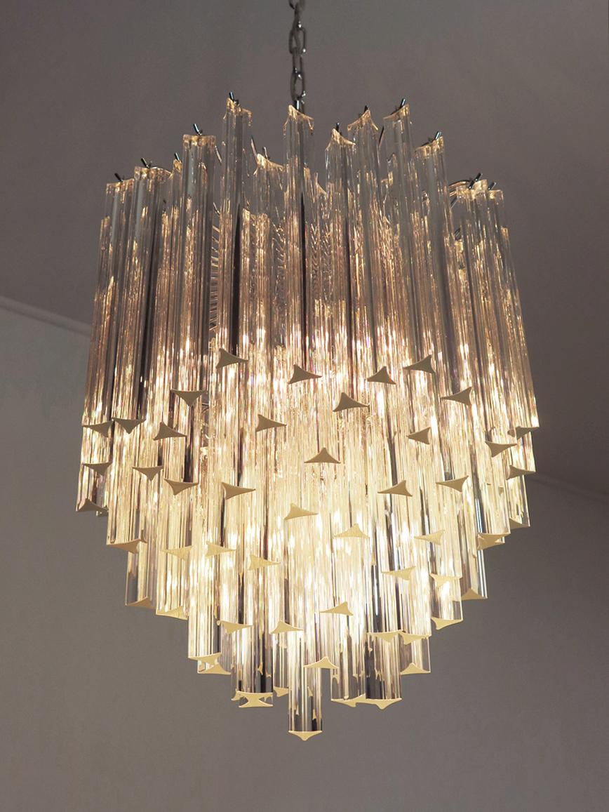 Vintage Murano chandelier – 92 trasparent prism triedri For Sale 2
