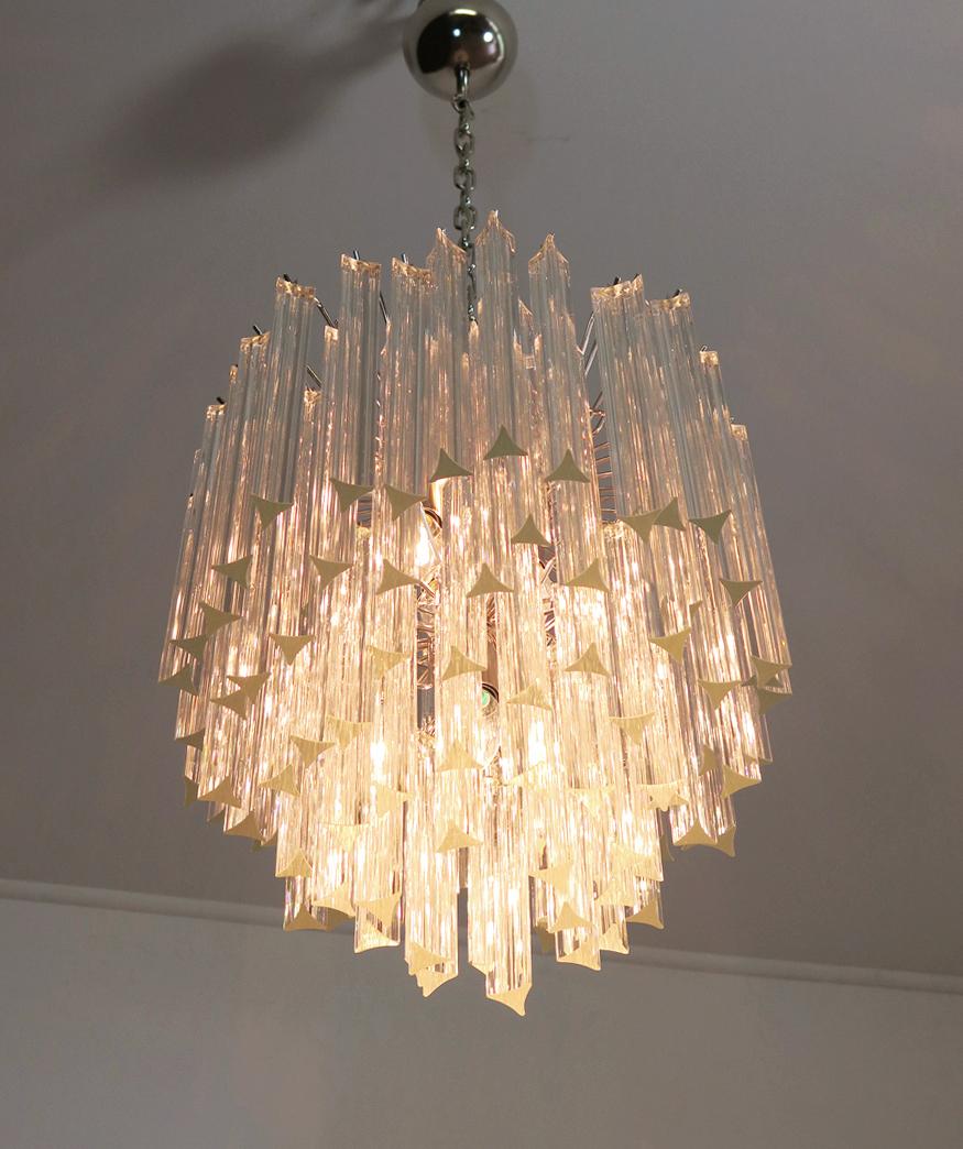 Vintage Murano chandelier – 92 trasparent prism triedri For Sale 3