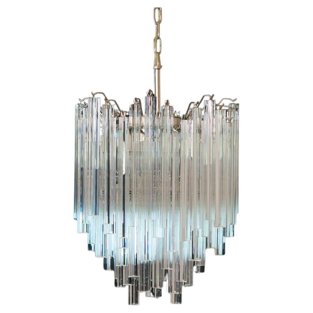 Vintage Murano chandelier – 92 trasparent prism triedri For Sale