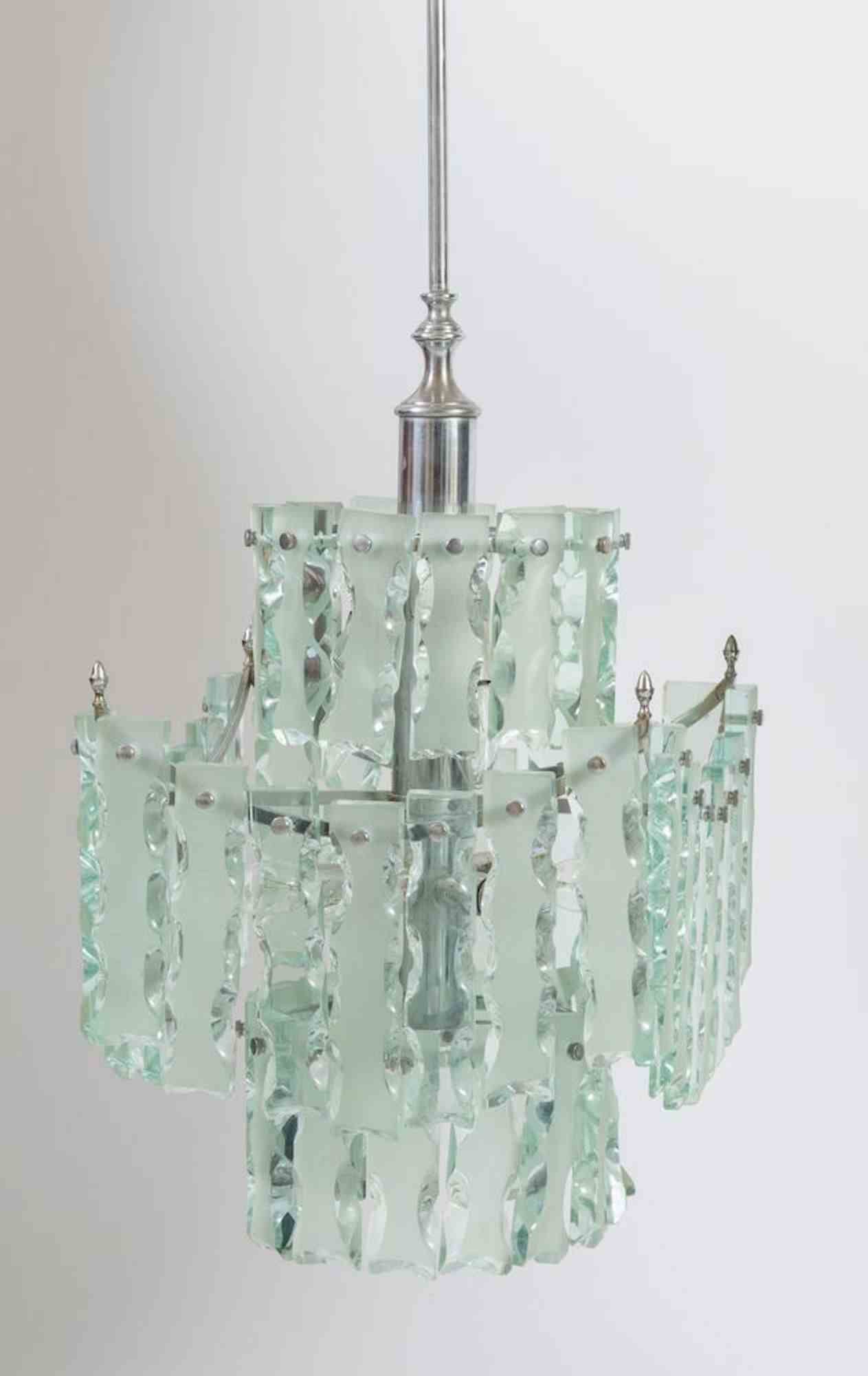 Vintage Murano Chandelier Attributed Fontana Arte, 1960s In Good Condition For Sale In Roma, IT