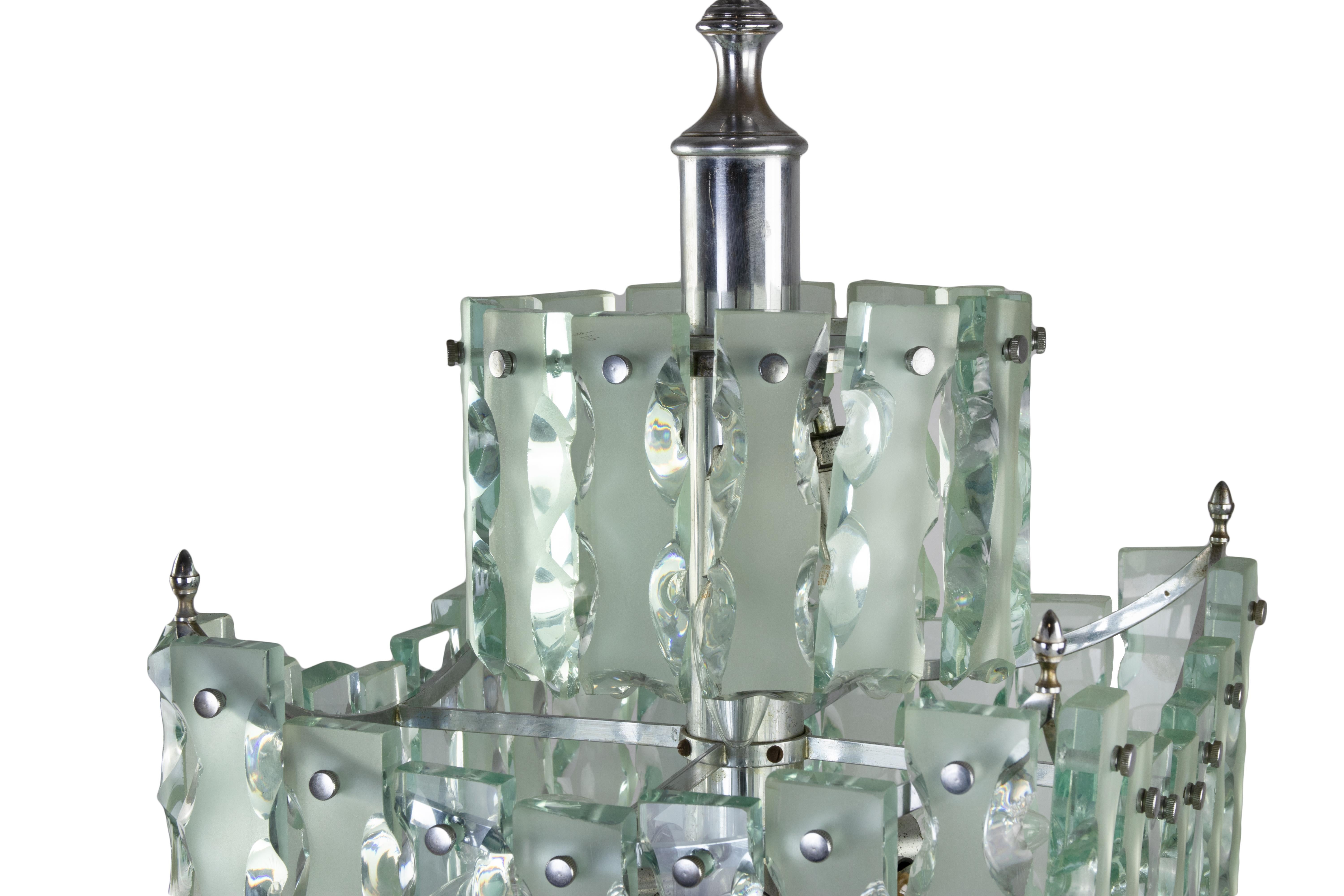 Mid-20th Century Vintage Murano Chandelier Attributed Fontana Arte, 1960s For Sale