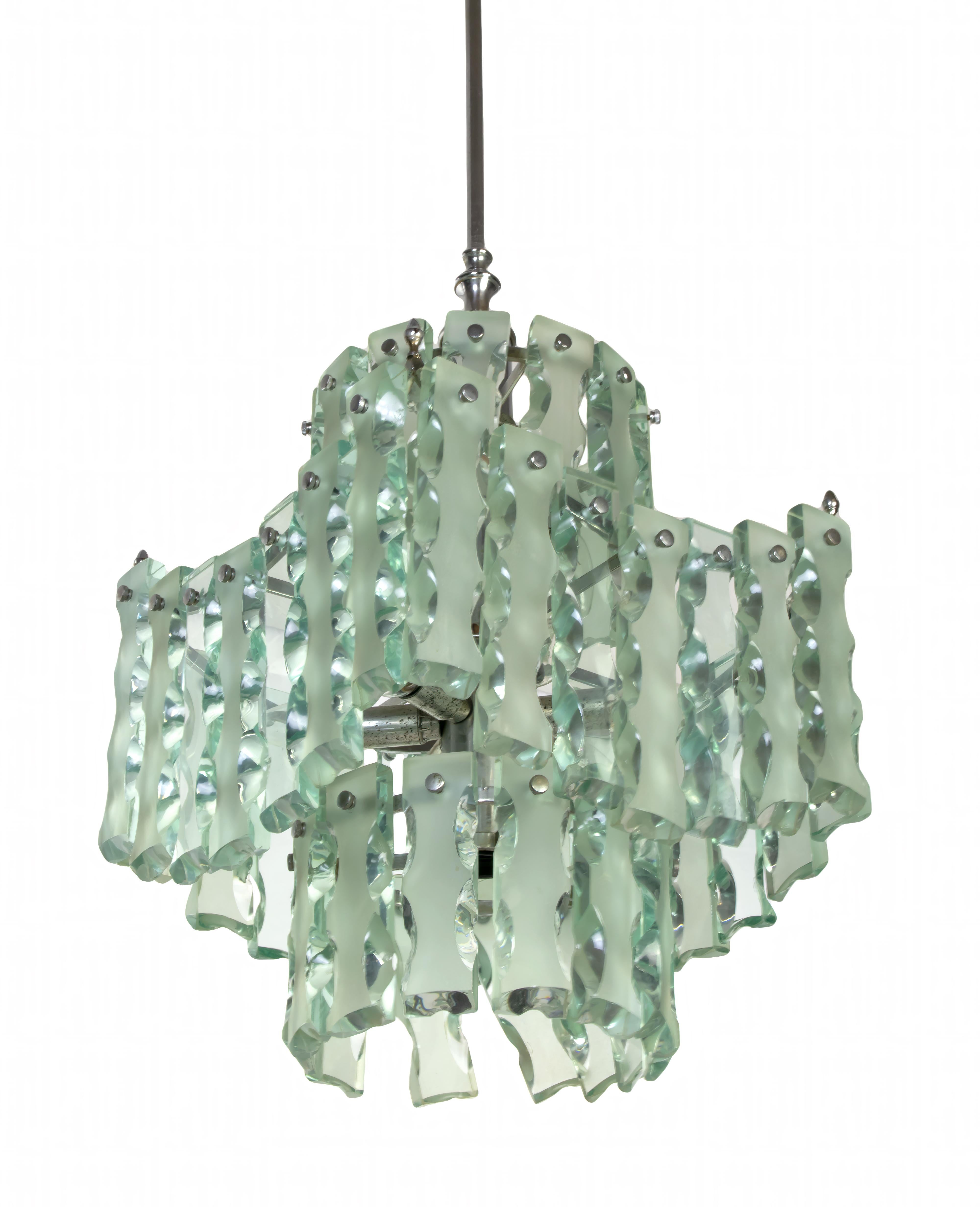 Vintage Murano Chandelier Attributed Fontana Arte, 1960s For Sale 1