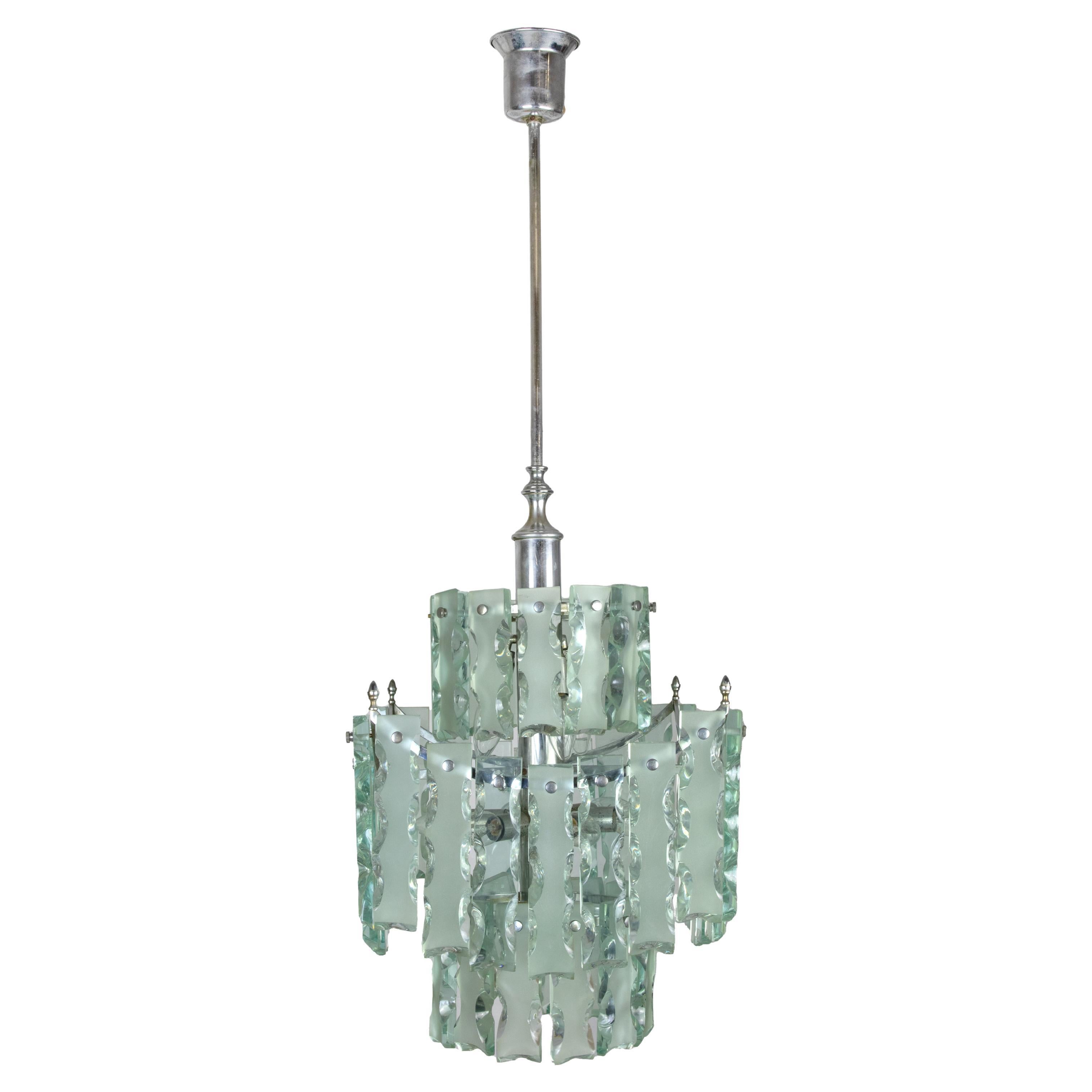 Vintage Murano Chandelier Attributed Fontana Arte, 1960s For Sale